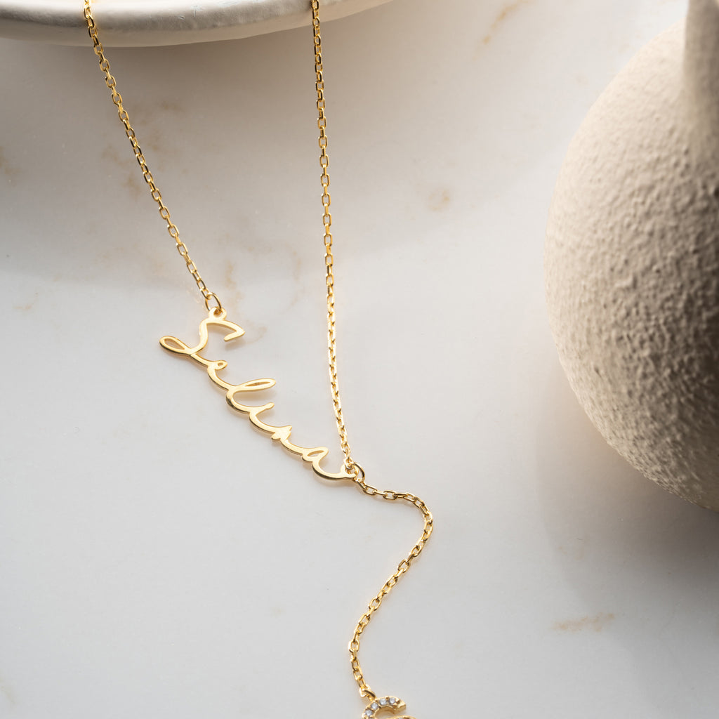 NAMN KRAGE Y MED ZIRCONIA BOKSTAV | 925 SILVER