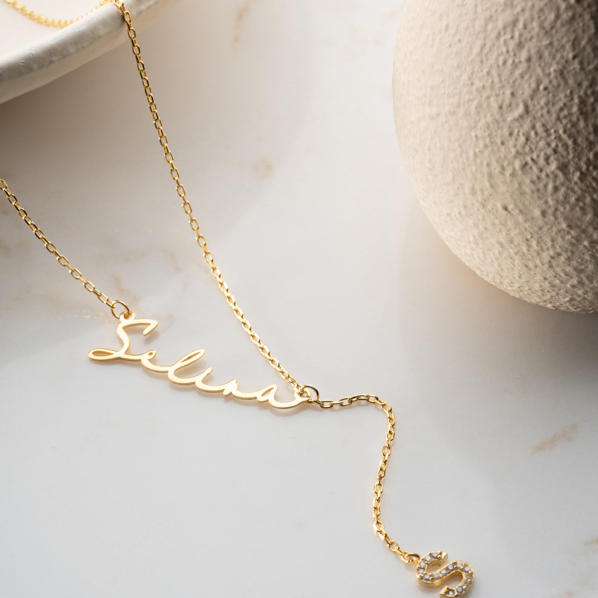 NAMN KRAGE Y MED ZIRCONIA BOKSTAV | 925 SILVER