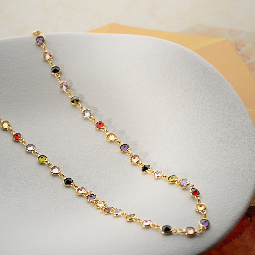 KRAGE i FÄRGERFÄRG ZIRCONIA STEN | 925 SILVER