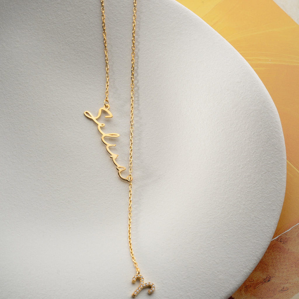 NAMN KRAGE MED HÄNGA STJÄRNHÖRN | 925 SILVER