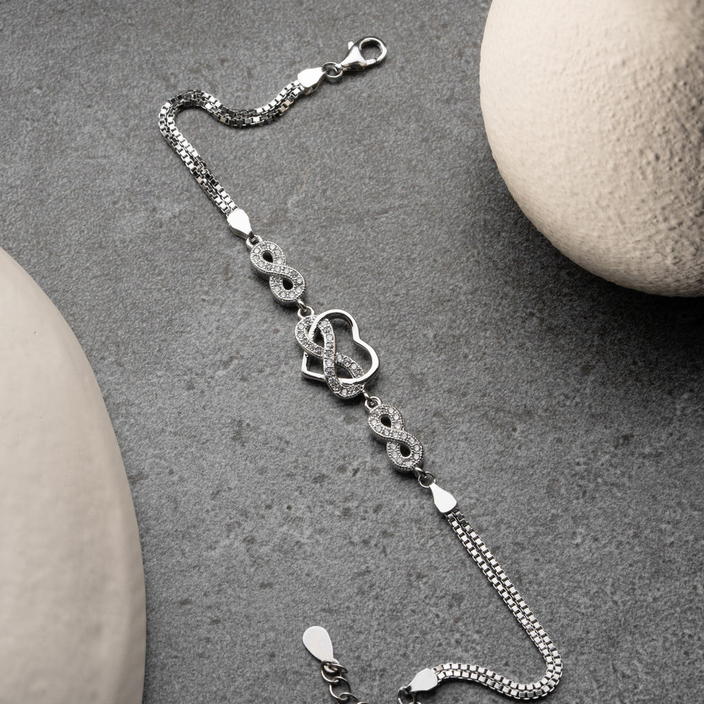 HJÄRTA OÄNDLIGHET ARMBAND | 925 SILVER