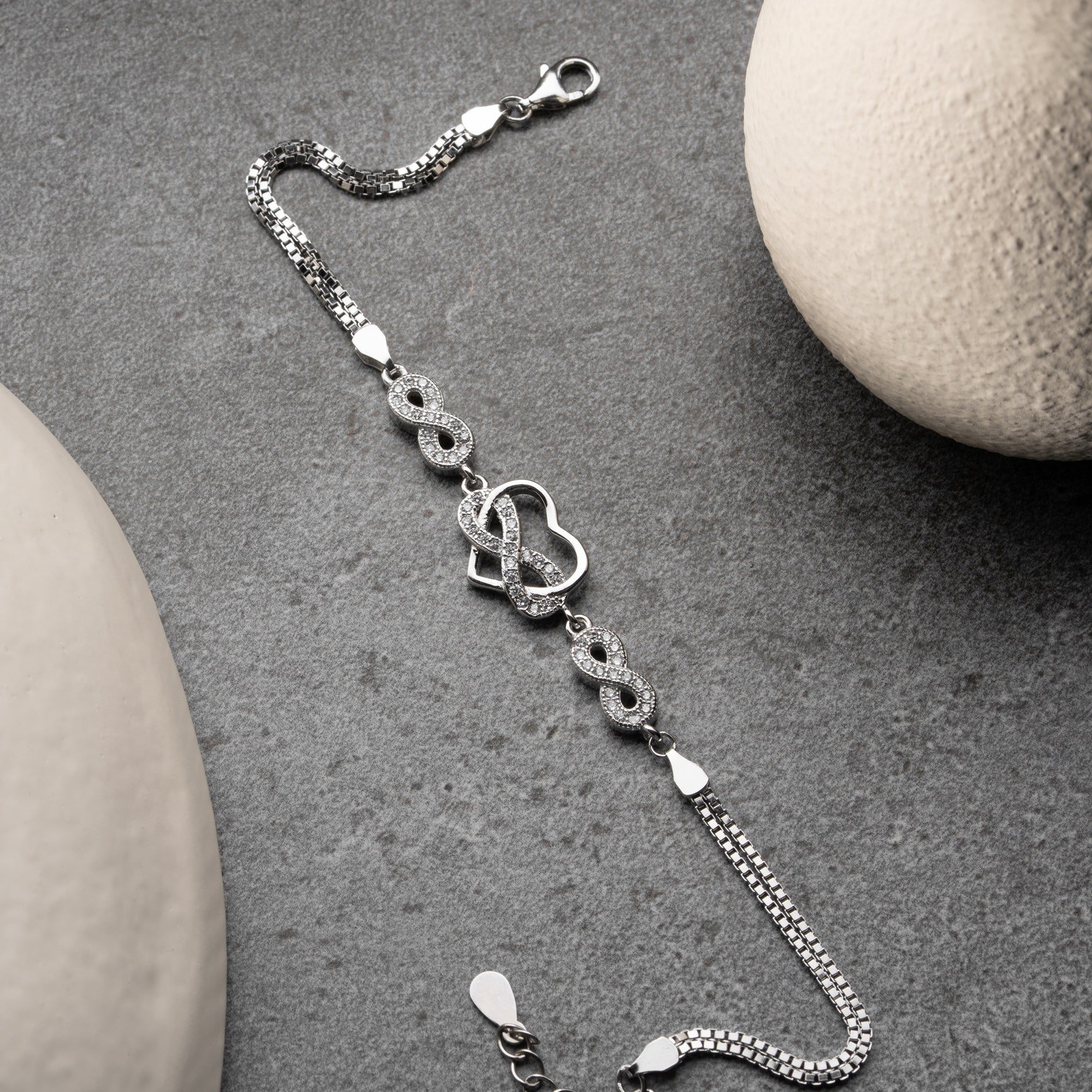 HJÄRTA OÄNDLIGHET ARMBAND | 925 SILVER