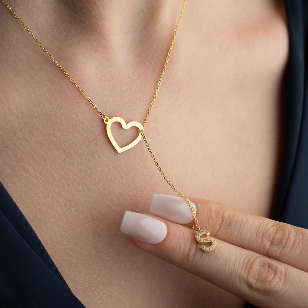 HJÄRTA MED INITAL KRAGE | 925 SILVER