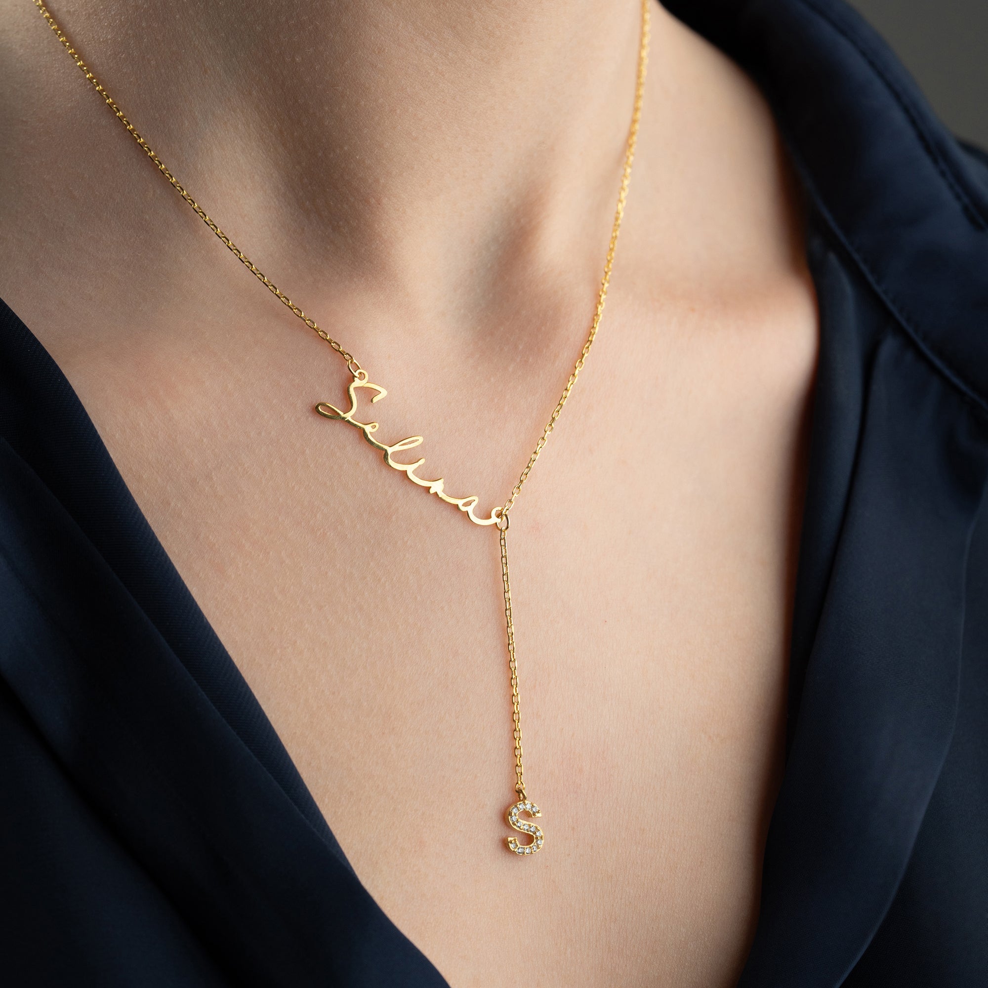 NAMN KRAGE Y MED ZIRCONIA BOKSTAV | 925 SILVER