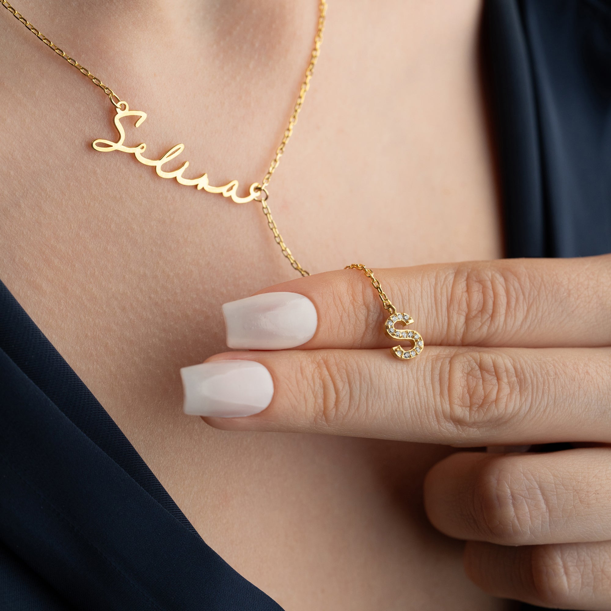 NAMN KRAGE Y MED ZIRCONIA BOKSTAV | 925 SILVER