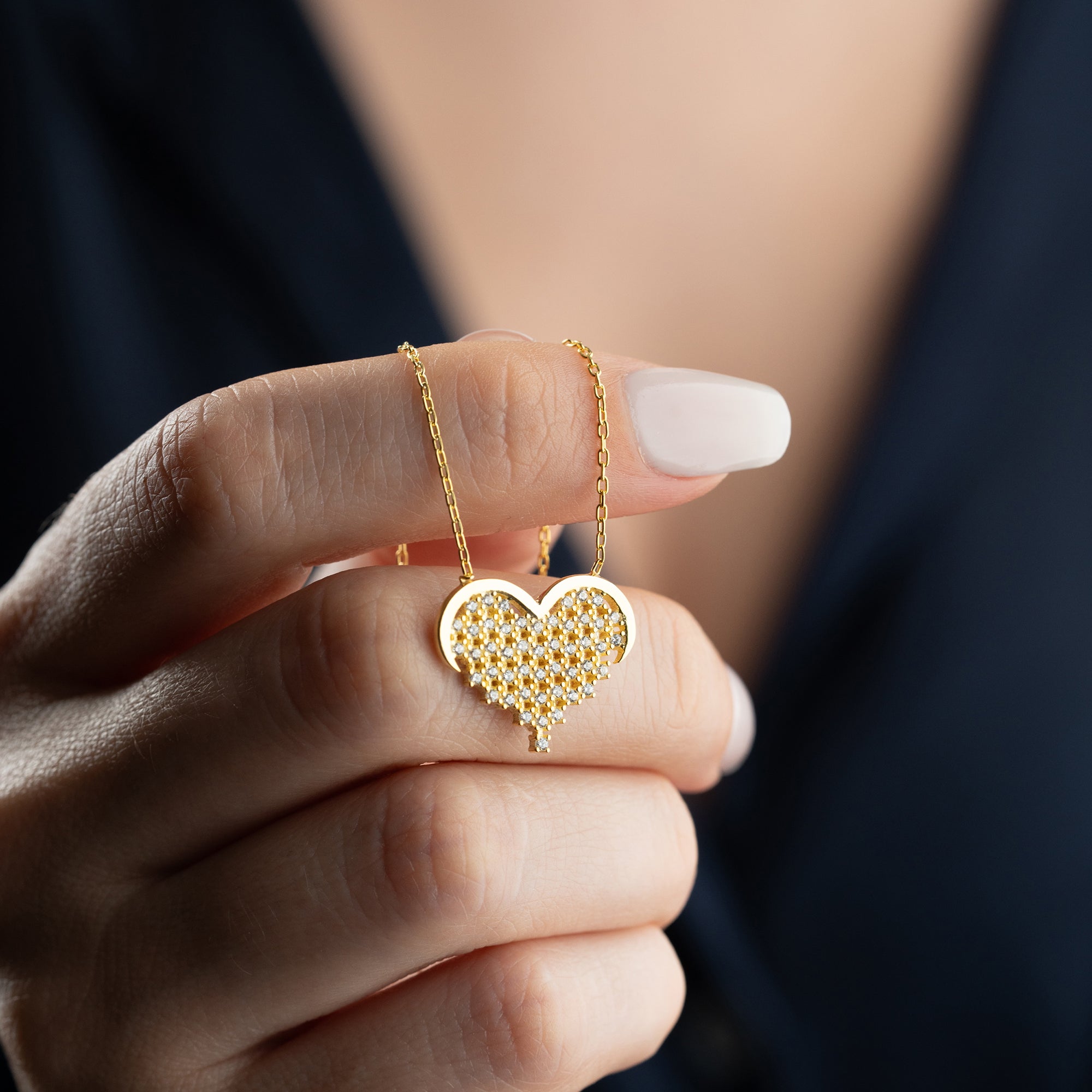 HJÄRTA KRAGE RHINESTONE STEN | 925 SILVER