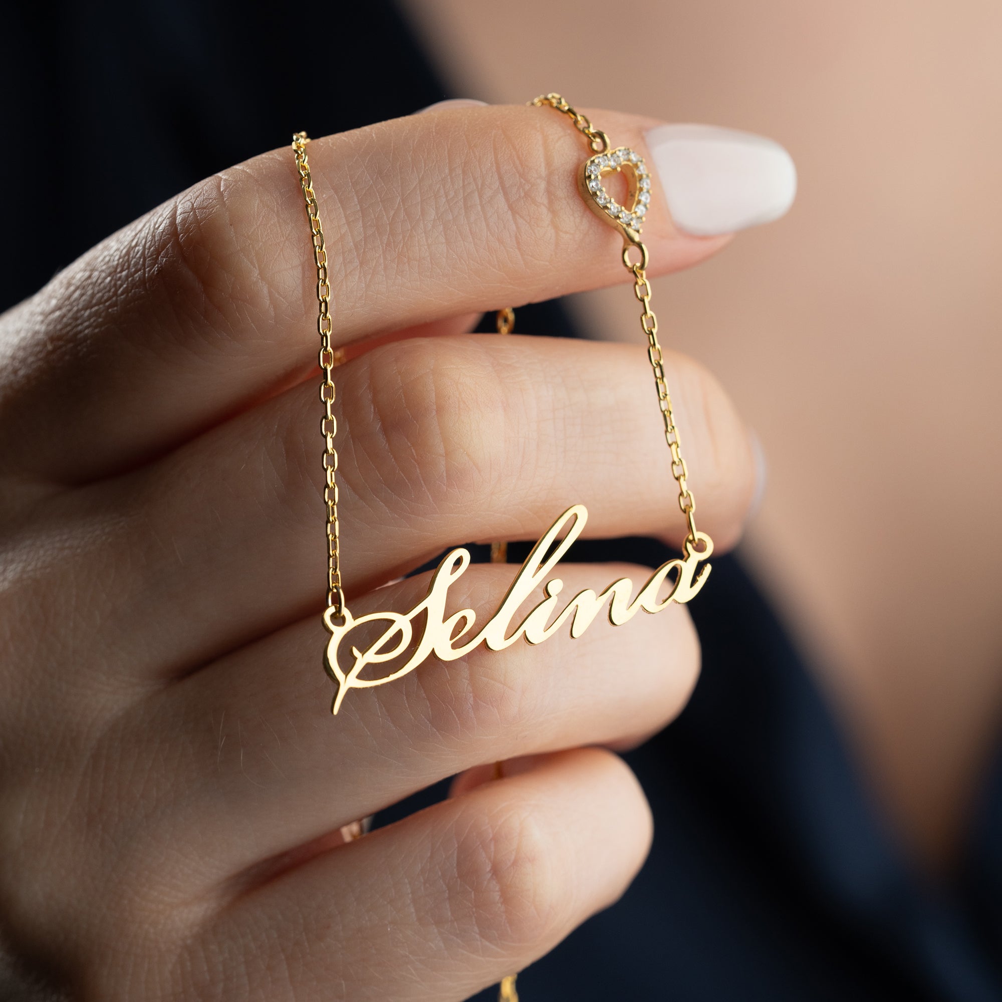 NAMN KRAGE MED ZIRCONIA HJÄRTA | 925 SILVER