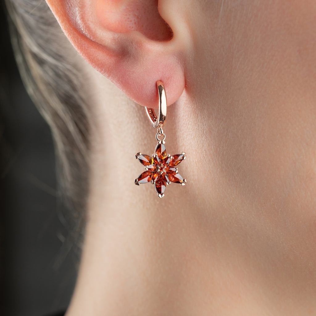 RÖDA LOTUS ÖRHÄNGEN | 925 SILVER