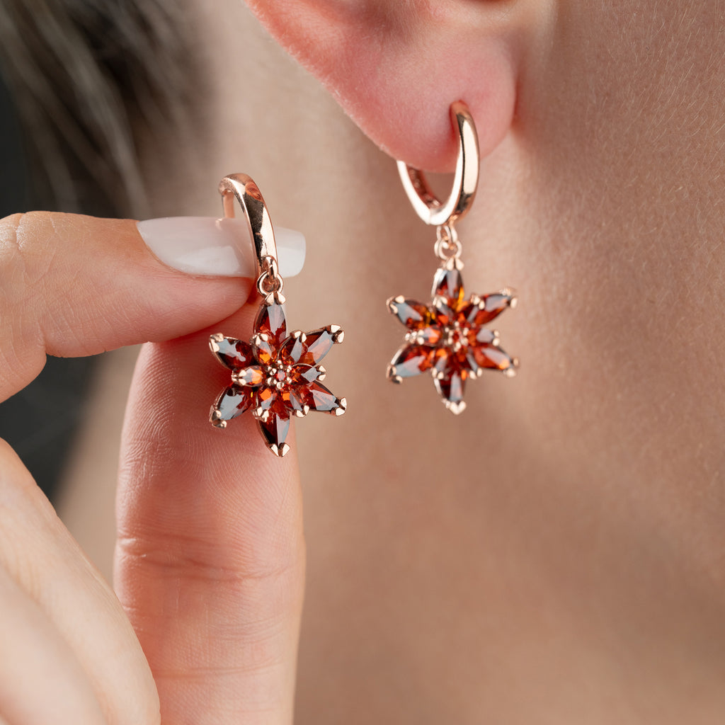 RÖDA LOTUS ÖRHÄNGEN | 925 SILVER