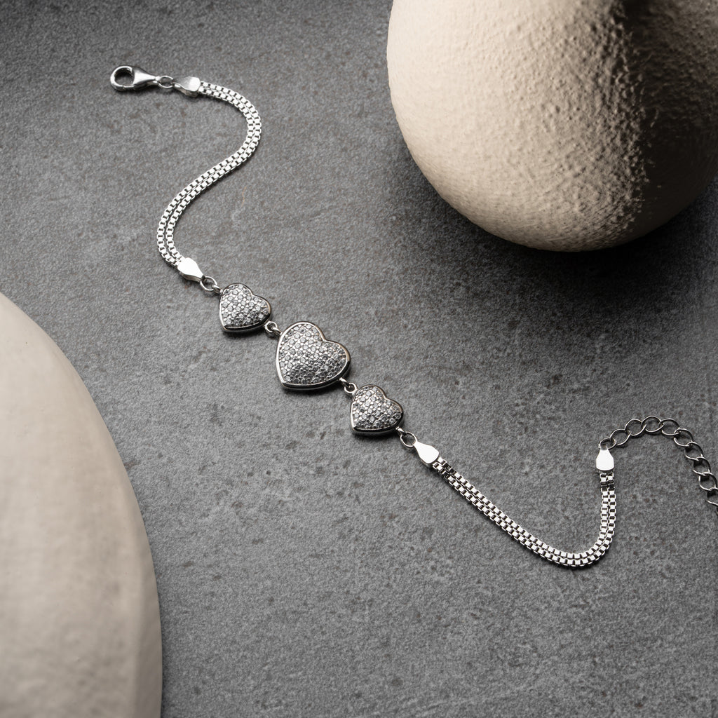 TREHJÄRTA ARMBAND | 925 SILVER