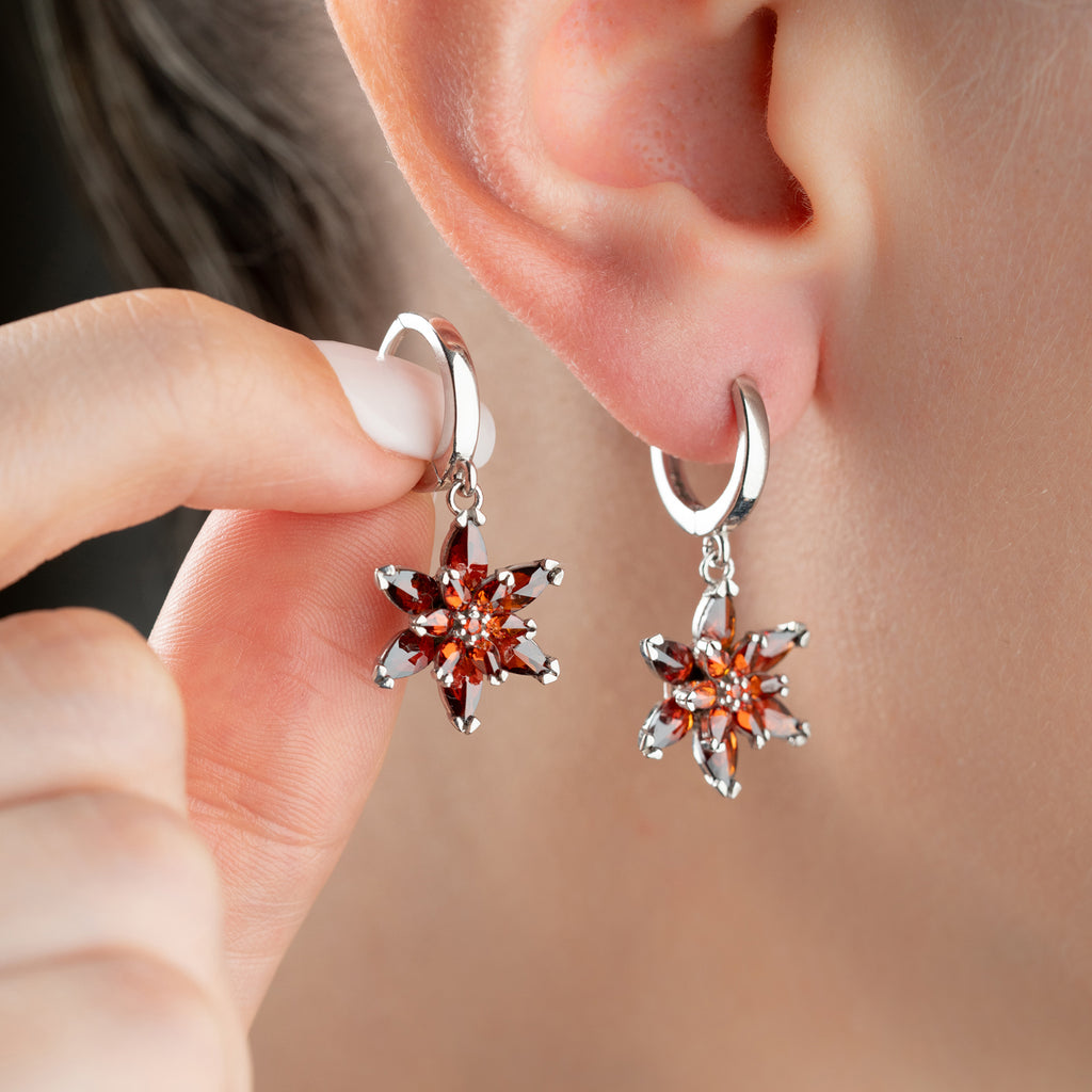 RÖDA LOTUS ÖRHÄNGEN | 925 SILVER