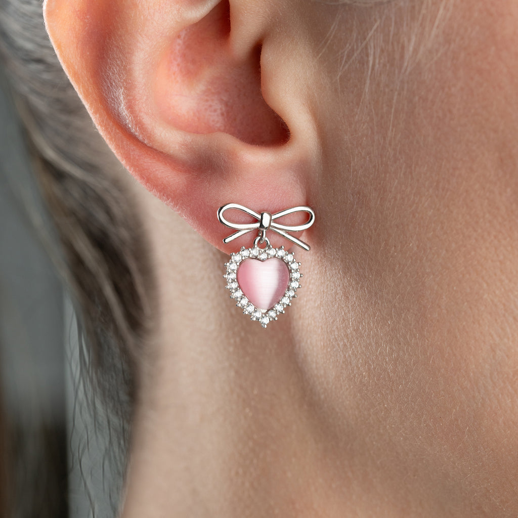 BOW HJÄRTA ÖRHÄNGEN | 925 SILVER