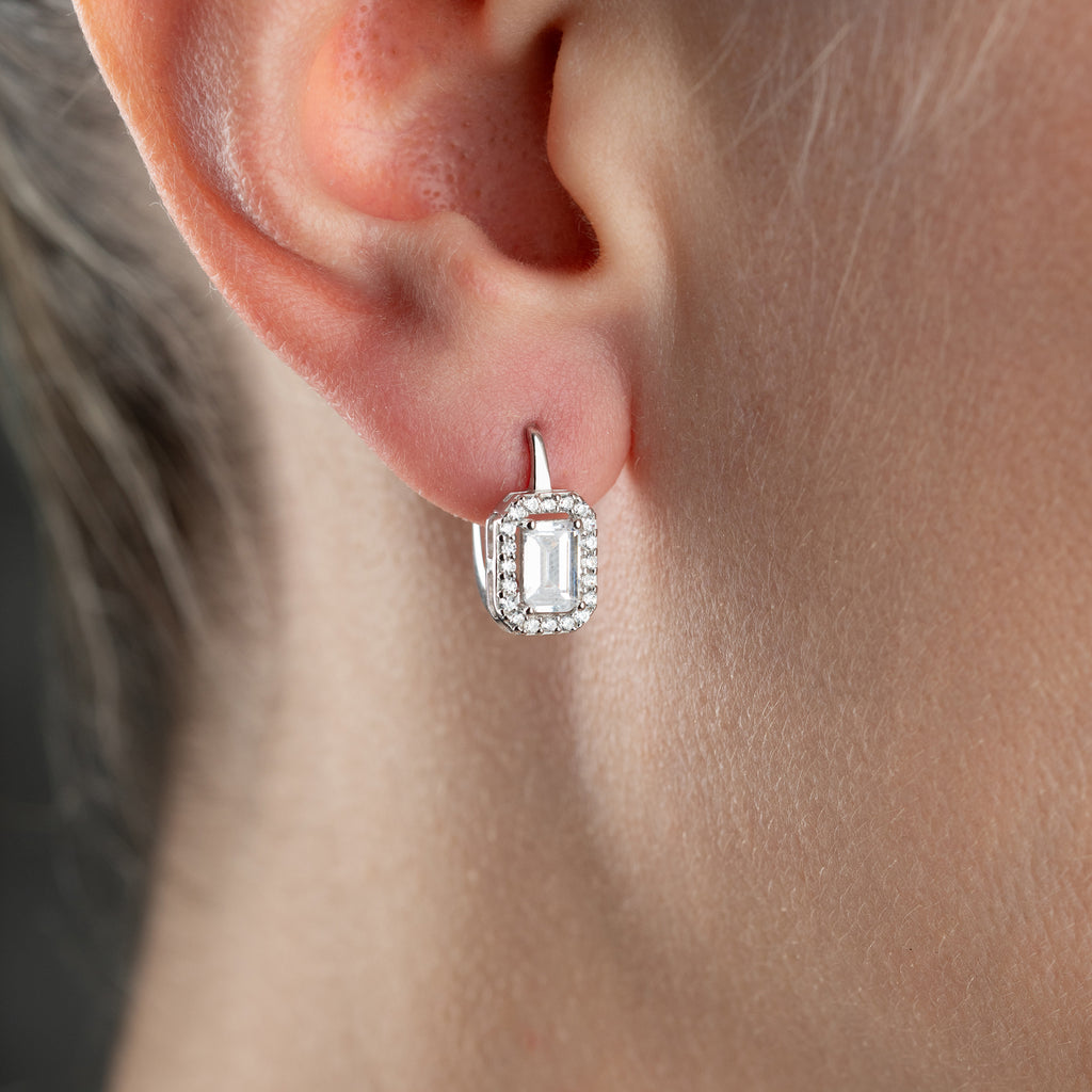 MINI BAGUETTE ÖRONHÄNGAR | 925 SILVER