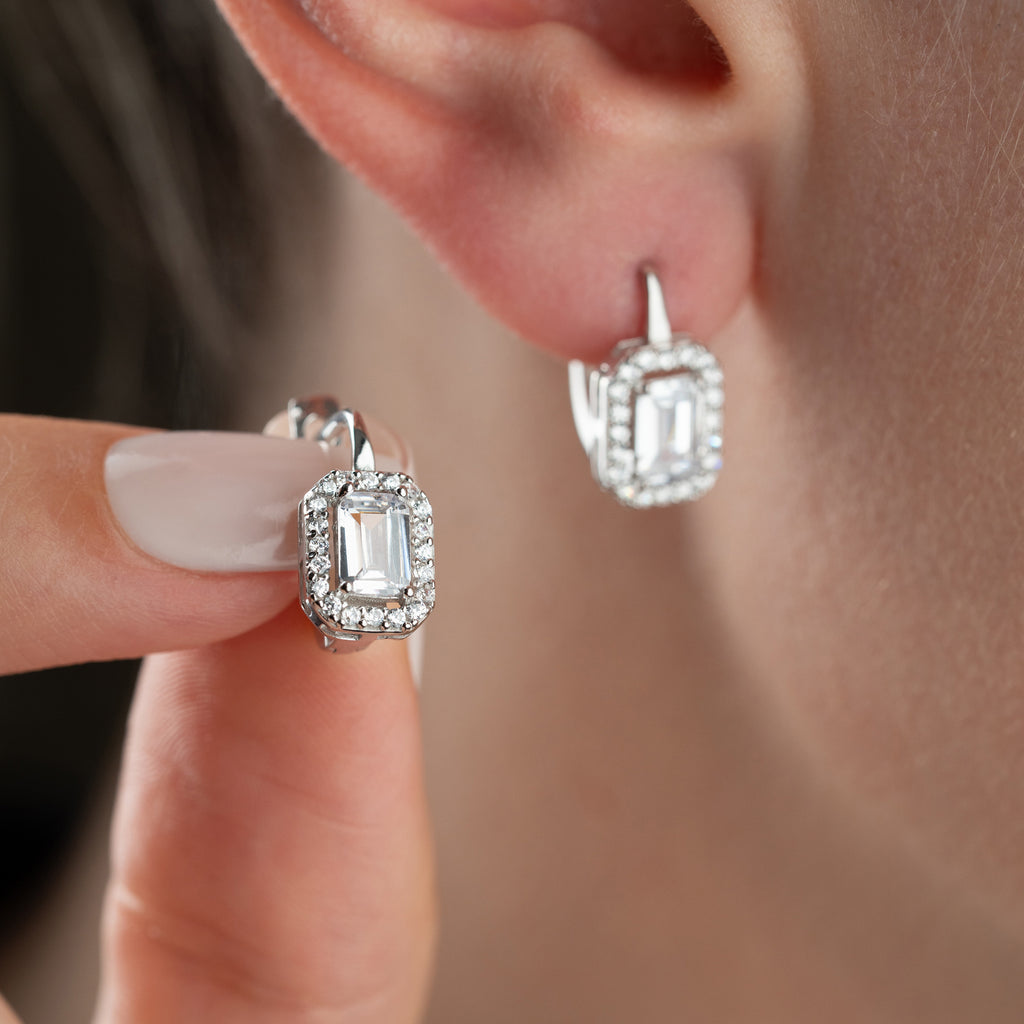 MINI BAGUETTE ÖRONHÄNGAR | 925 SILVER