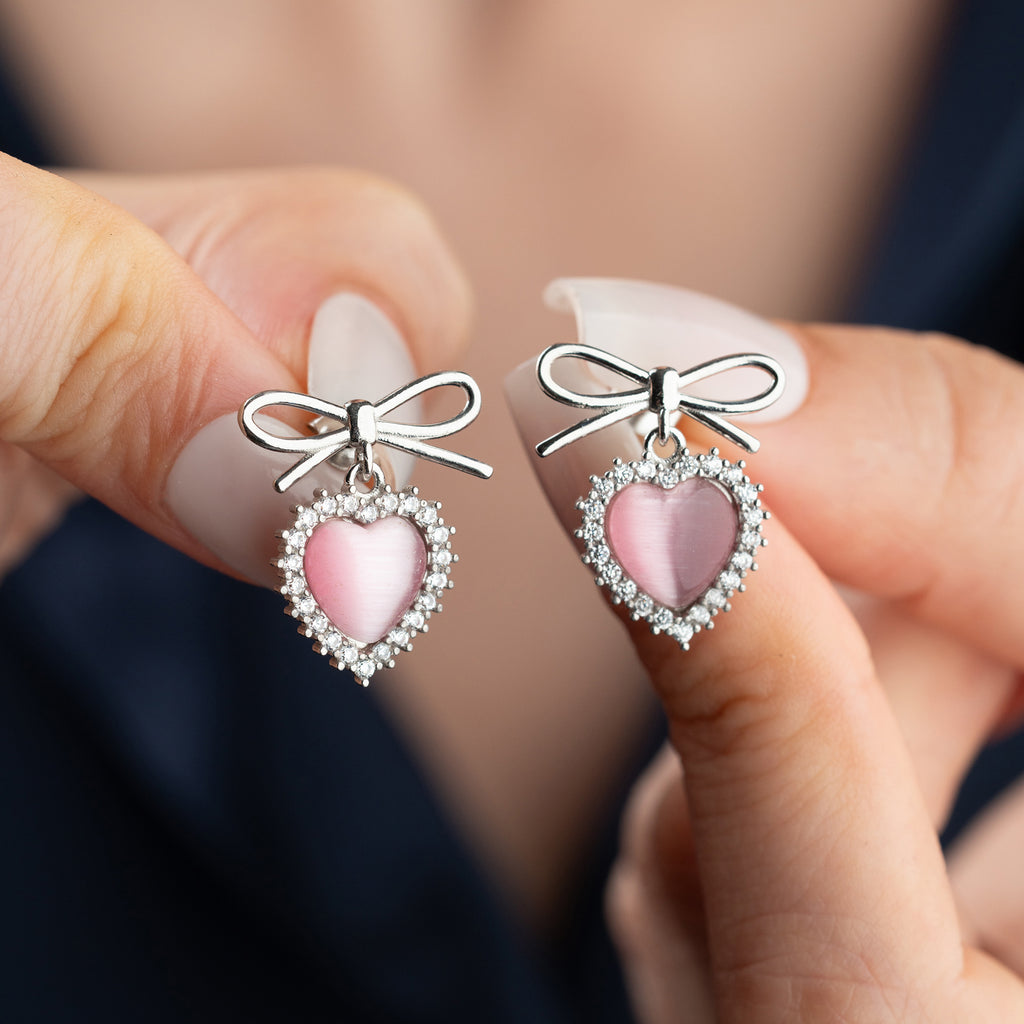 BOW HJÄRTA ÖRHÄNGEN | 925 SILVER