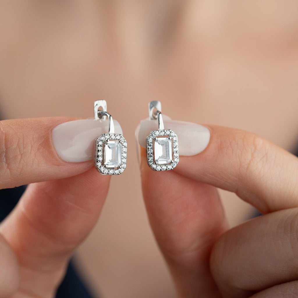 MINI BAGUETTE ÖRONHÄNGAR | 925 SILVER