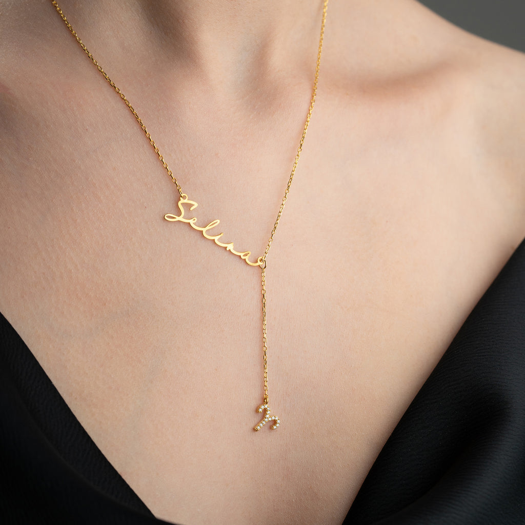 NAMN KRAGE MED HÄNGA STJÄRNHÖRN | 925 SILVER