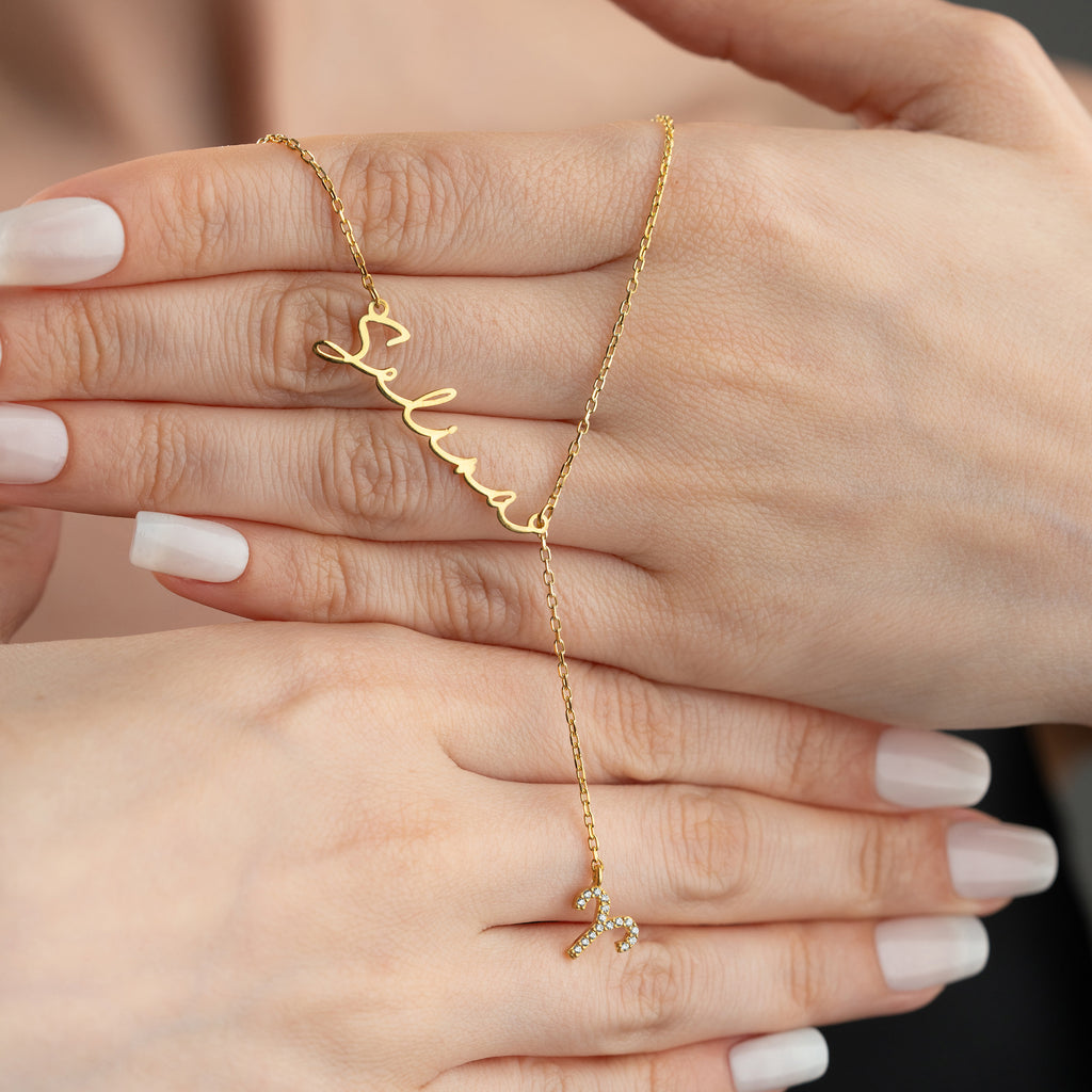 NAMN KRAGE MED HÄNGA STJÄRNHÖRN | 925 SILVER