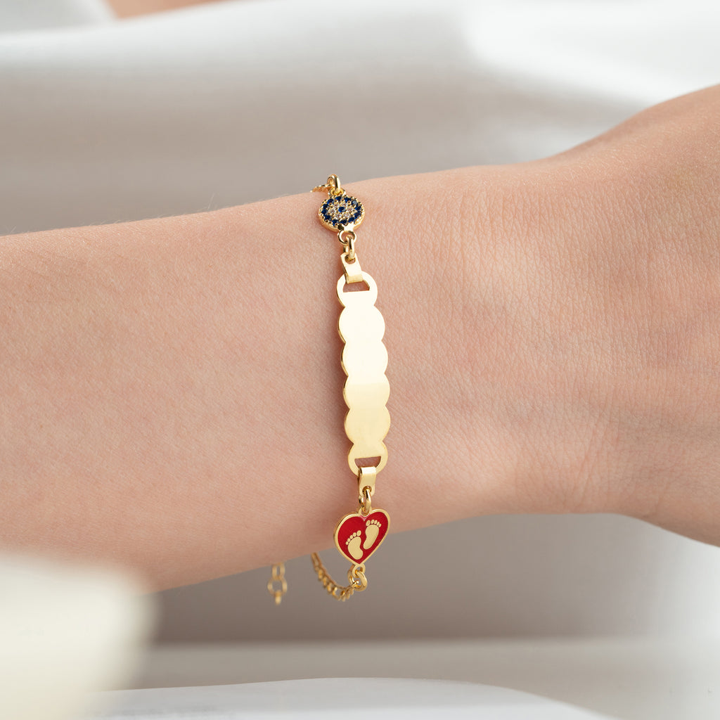 HJÄRTA BABY FOT BARN ARMBAND | 925 SILVER