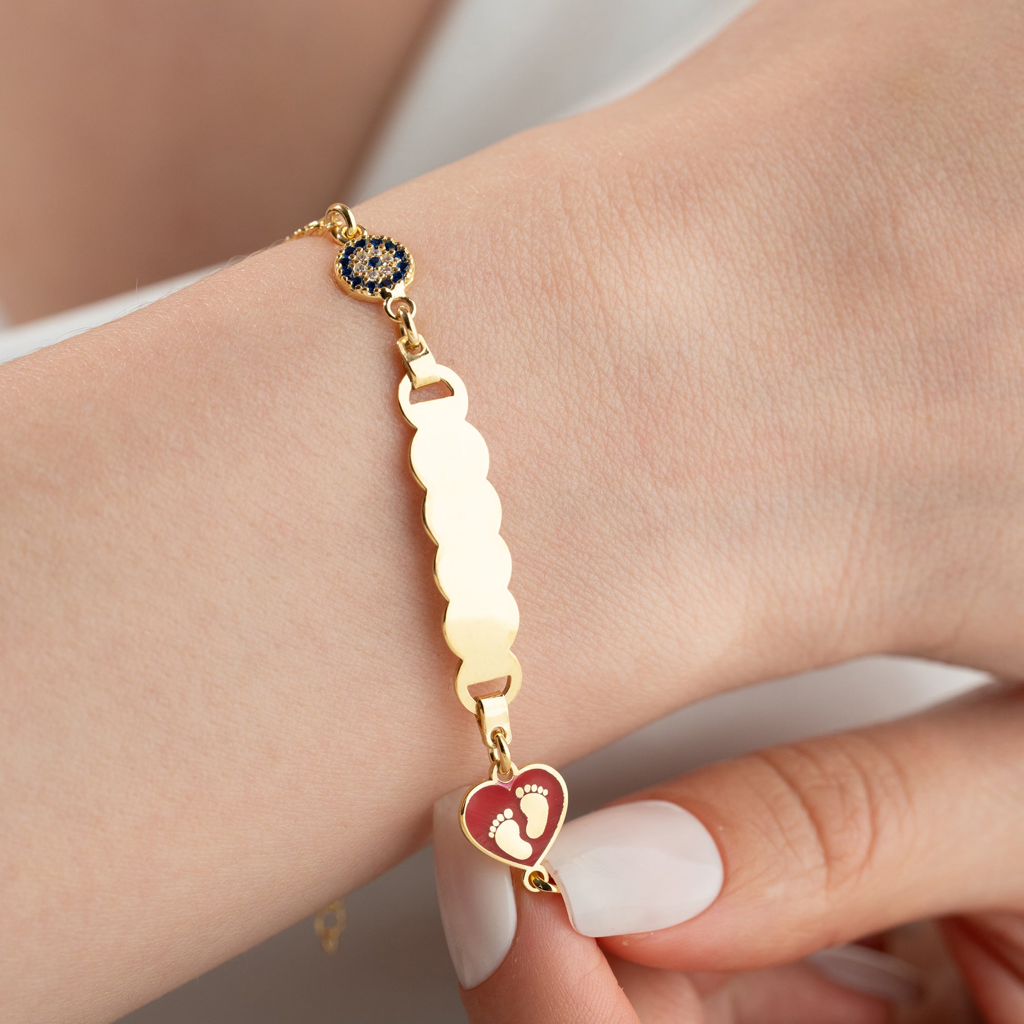 HJÄRTA BABY FOT BARN ARMBAND | 925 SILVER