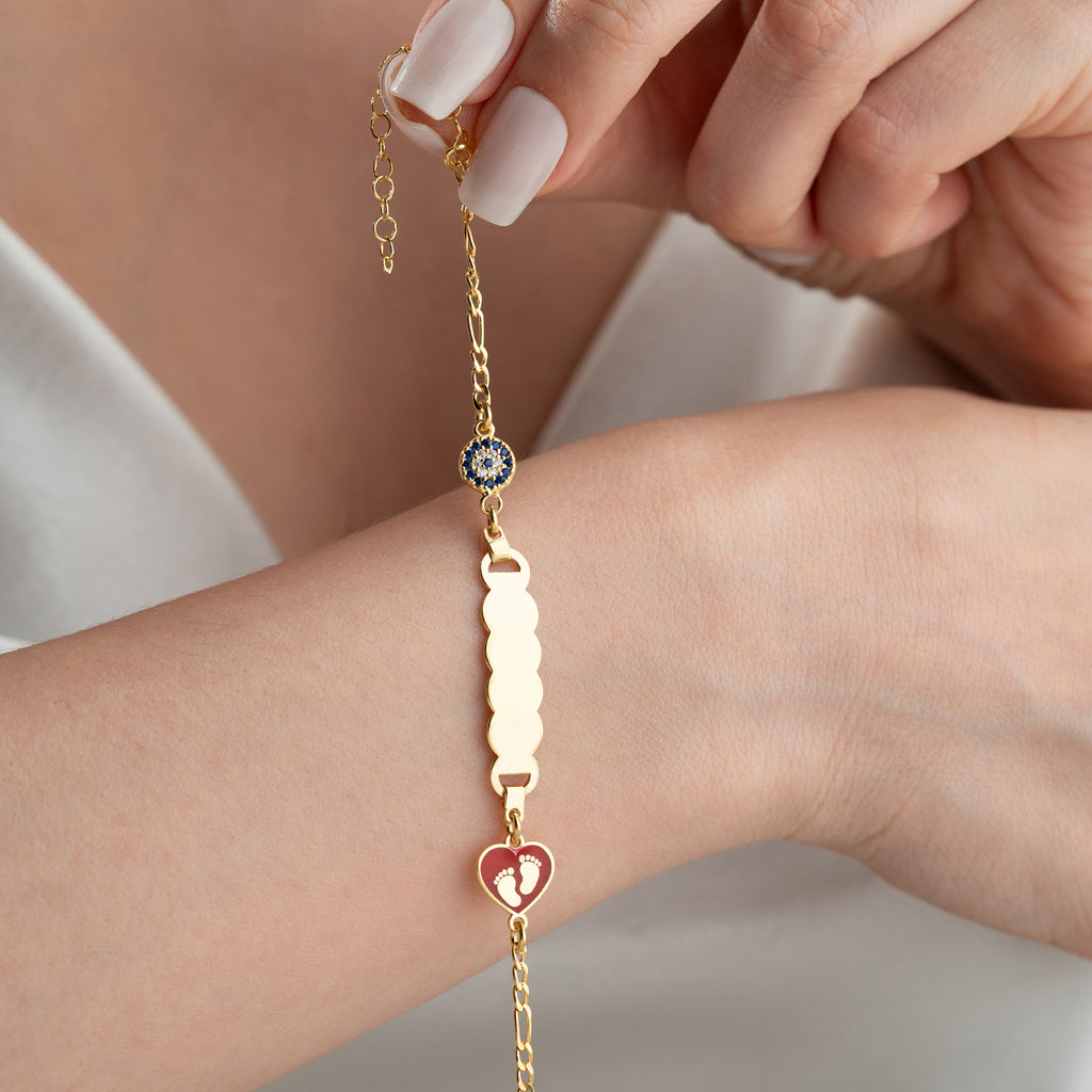 HJÄRTA BABY FOT BARN ARMBAND | 925 SILVER