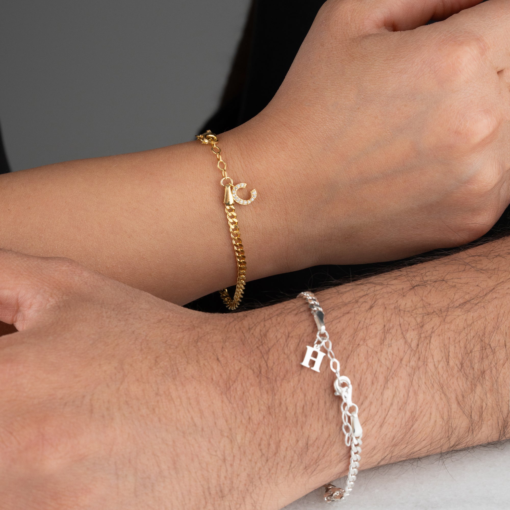 GOURMET PARTNERARMBAND MED BOKSTÄVER | 925 SILVER