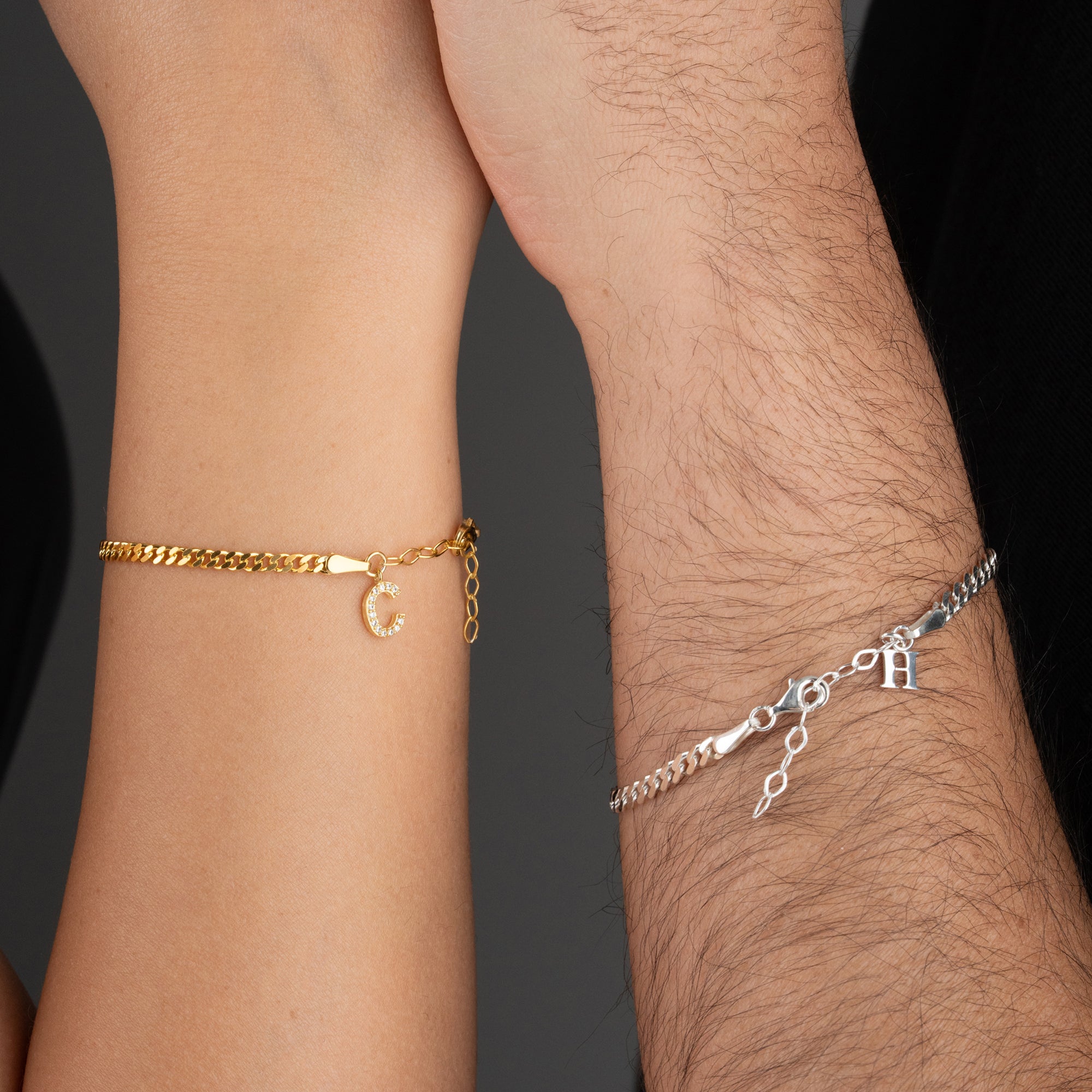 GOURMET PARTNERARMBAND MED BOKSTÄVER | 925 SILVER