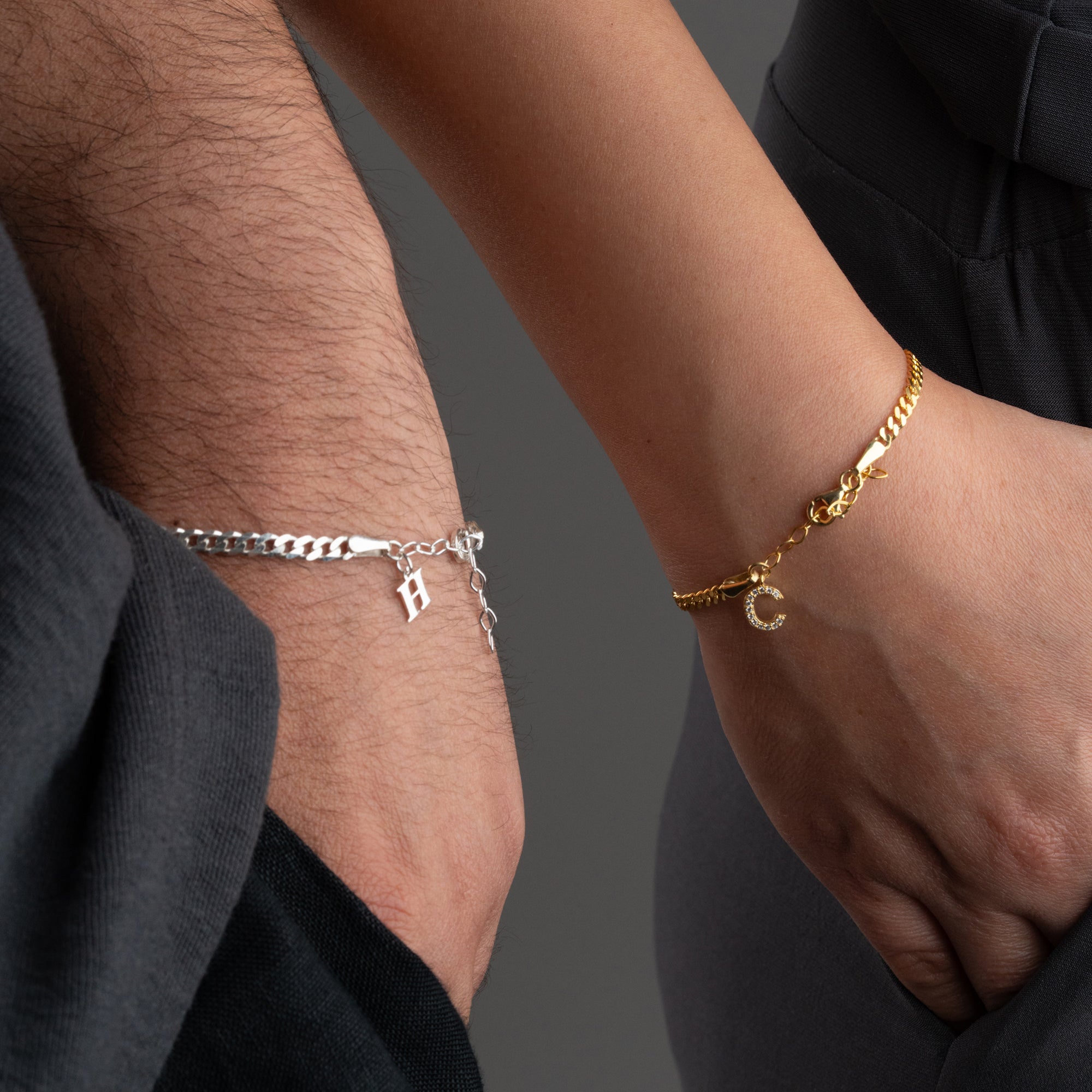 GOURMET PARTNERARMBAND MED BOKSTÄVER | 925 SILVER