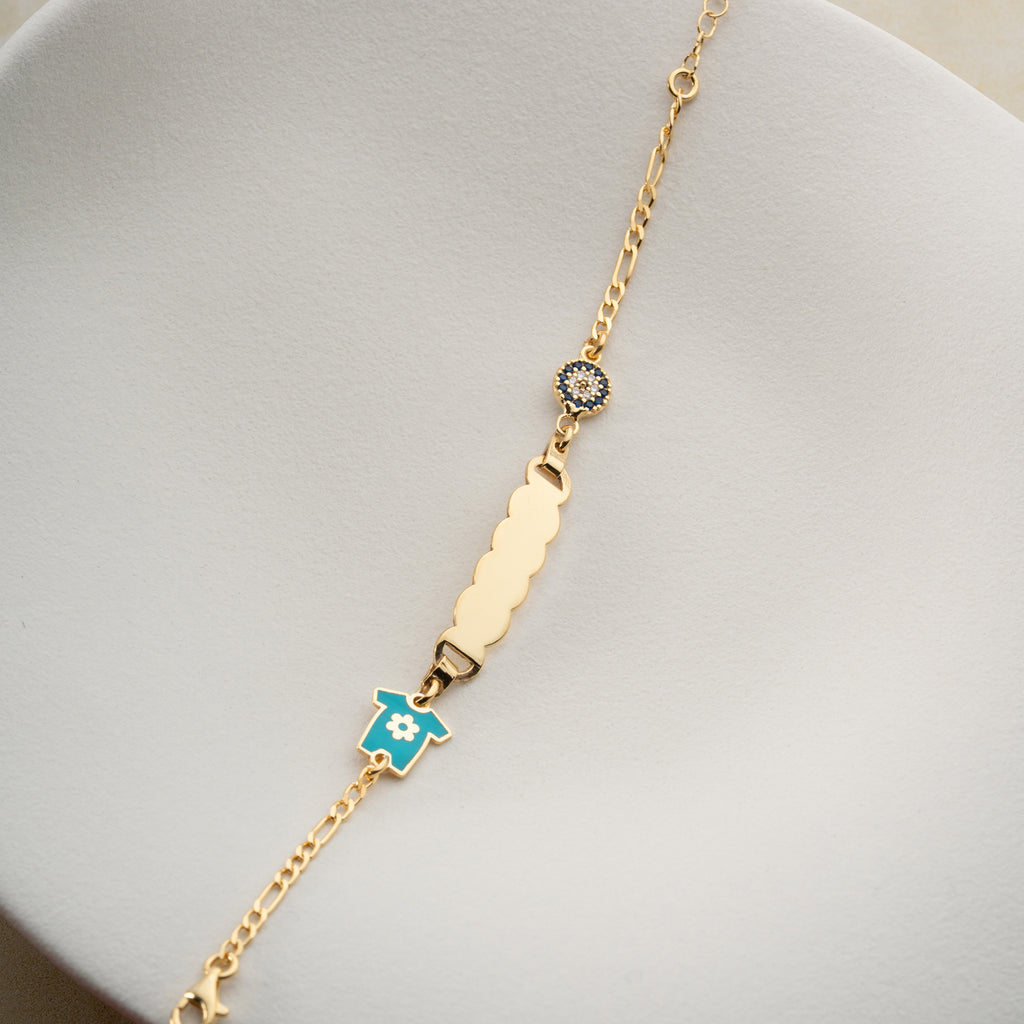 BLÅ JERSEY BARN ARMBAND | 925 SILVER