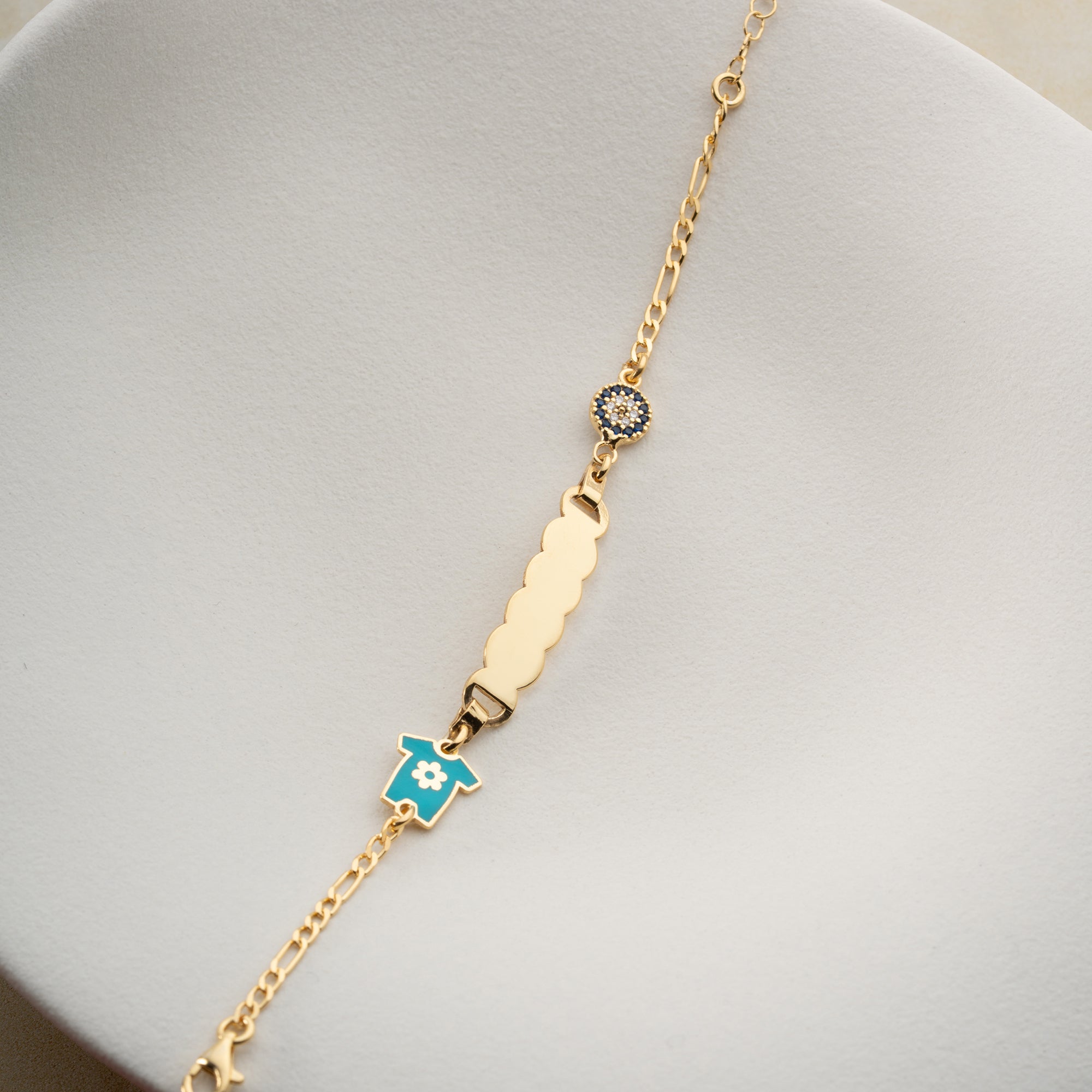 BLÅ JERSEY BARN ARMBAND | 925 SILVER