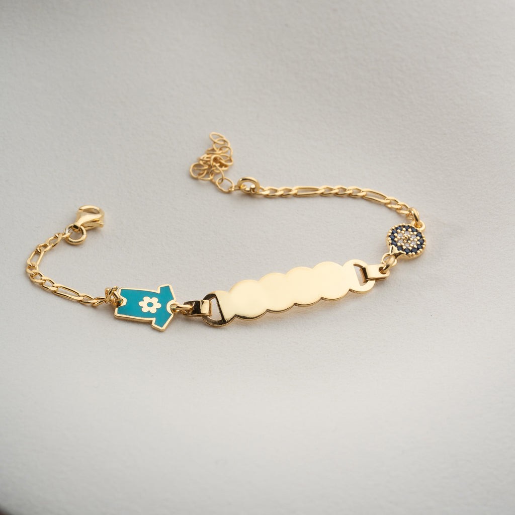 BLÅ JERSEY BARN ARMBAND | 925 SILVER