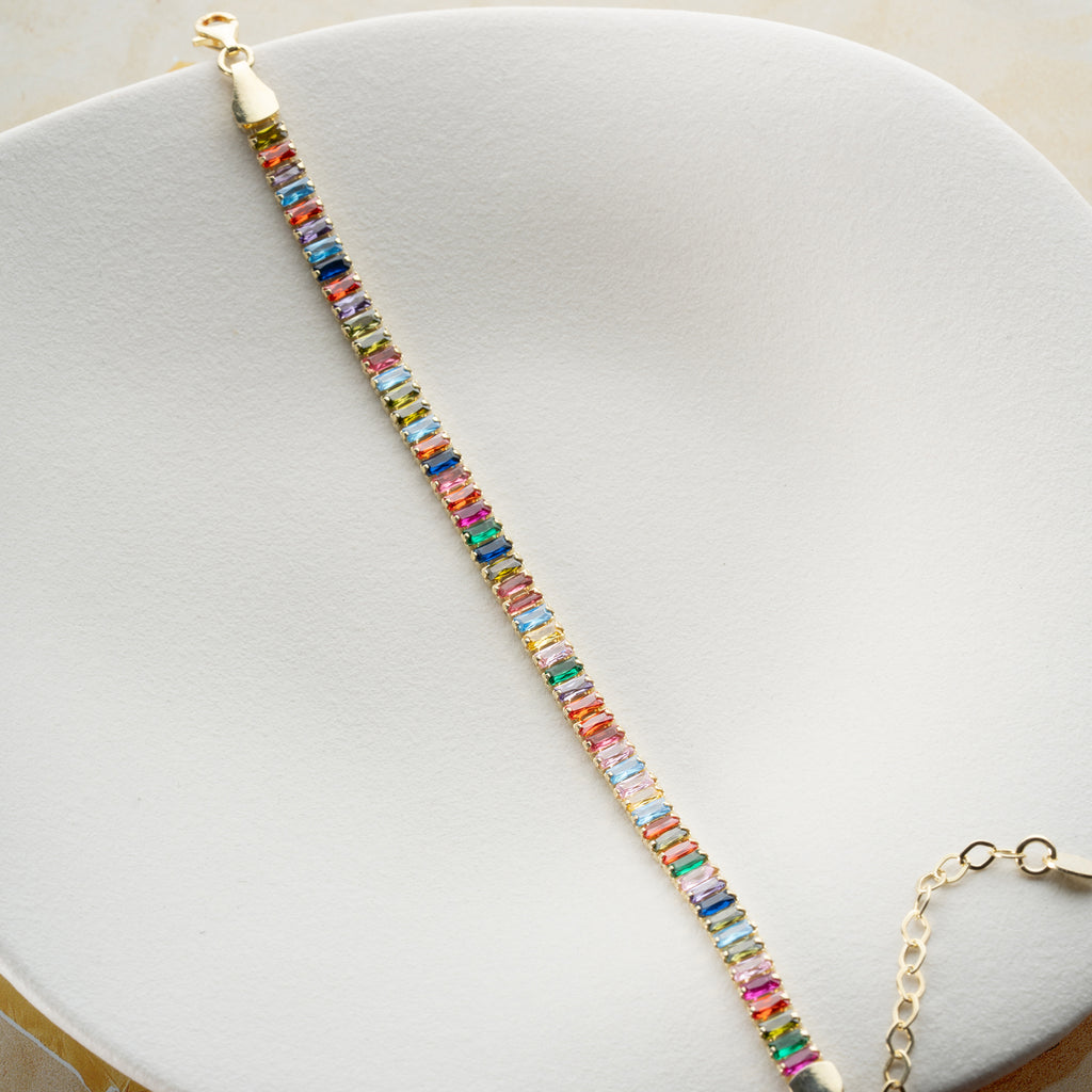 FÄRGFULL BAGUETTE-ARMBAND | 925 SILVER