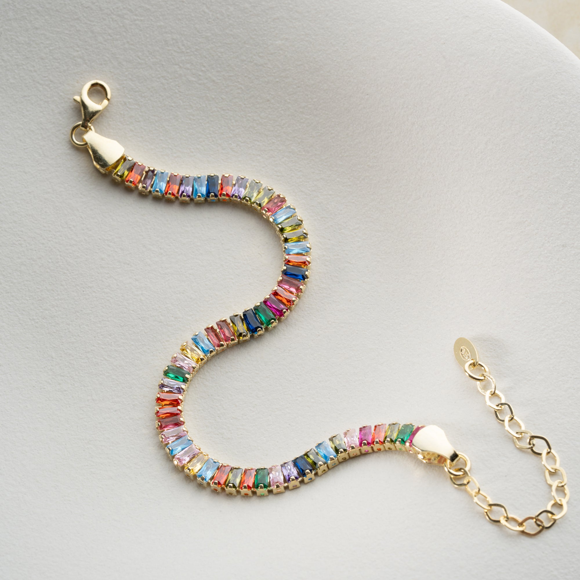 FÄRGFULL BAGUETTE-ARMBAND | 925 SILVER