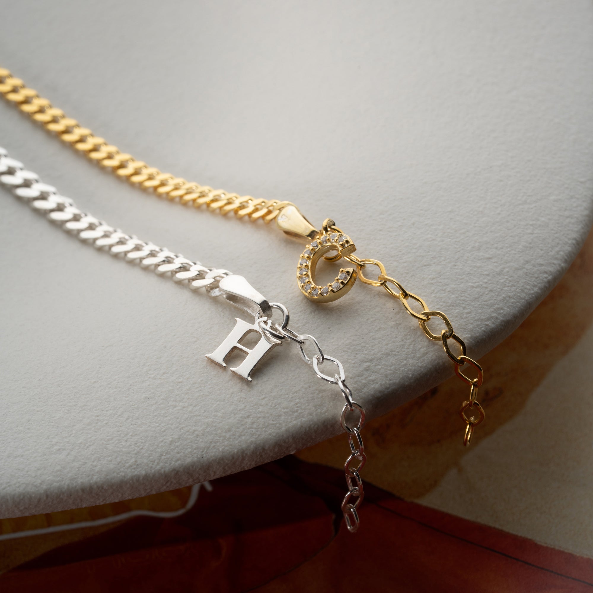 GOURMET PARTNERARMBAND MED BOKSTÄVER | 925 SILVER