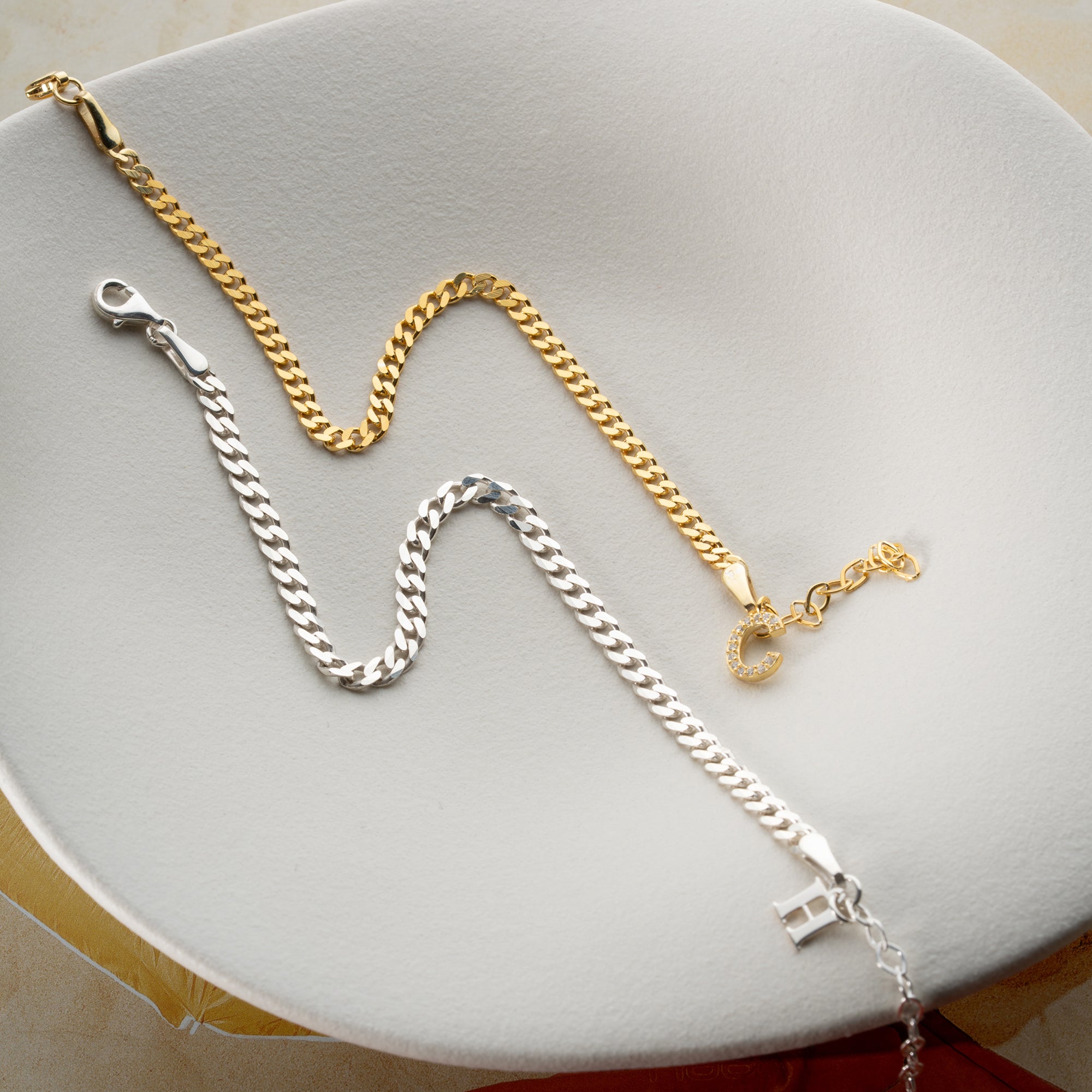 GOURMET PARTNERARMBAND MED BOKSTÄVER | 925 SILVER