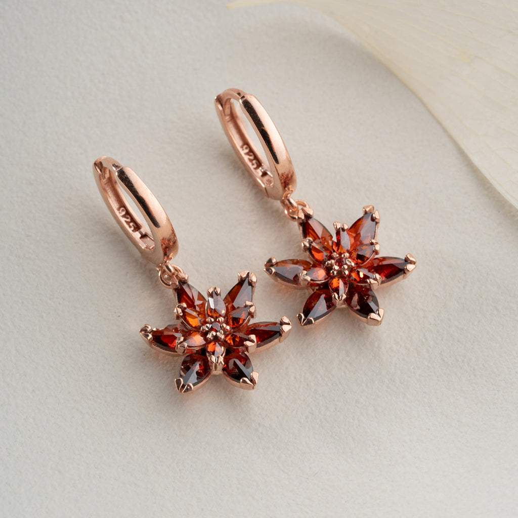 RÖDA LOTUS ÖRHÄNGEN | 925 SILVER