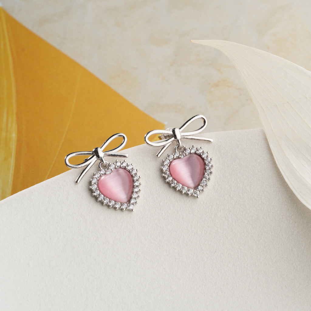 BOW HJÄRTA ÖRHÄNGEN | 925 SILVER