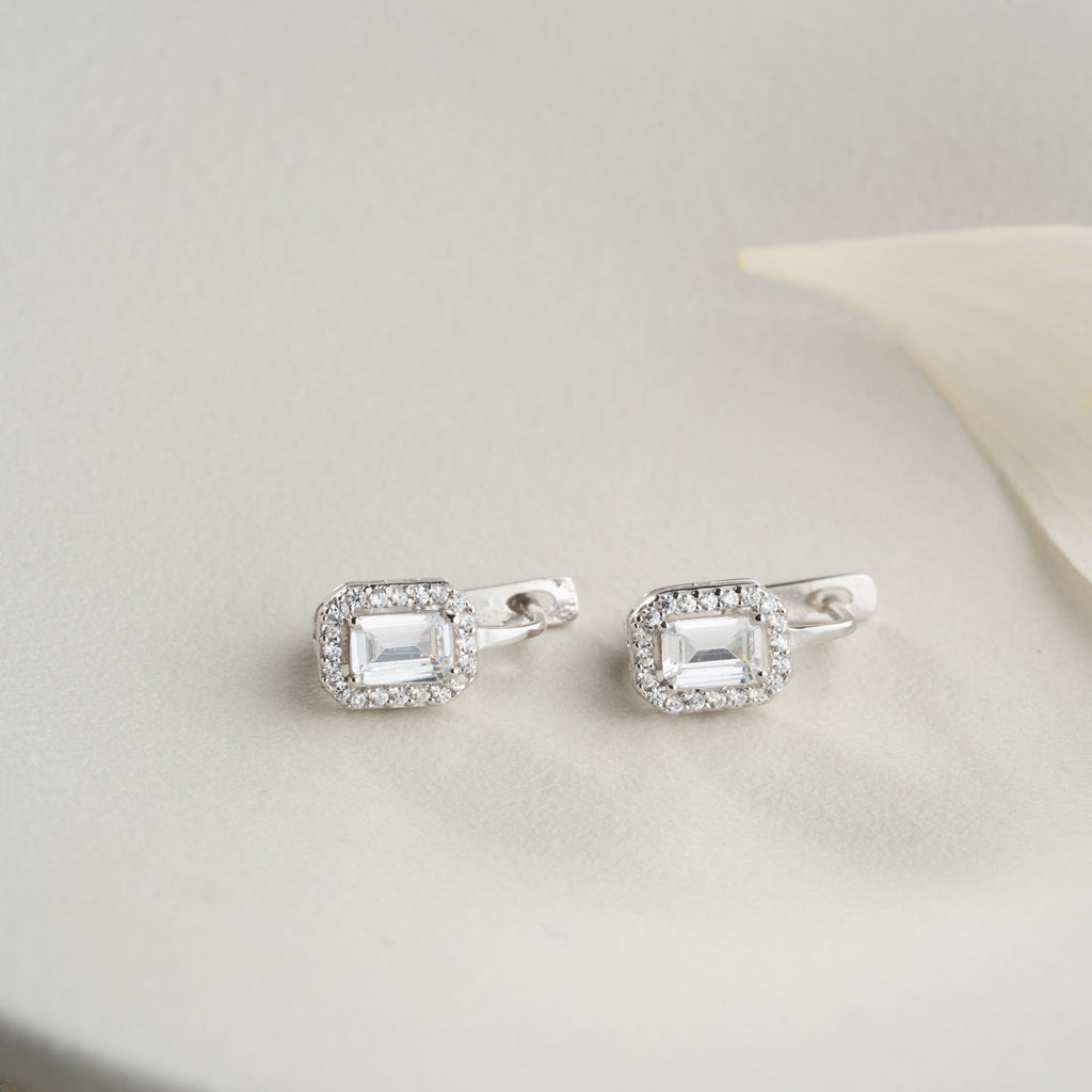 MINI BAGUETTE ÖRONHÄNGAR | 925 SILVER