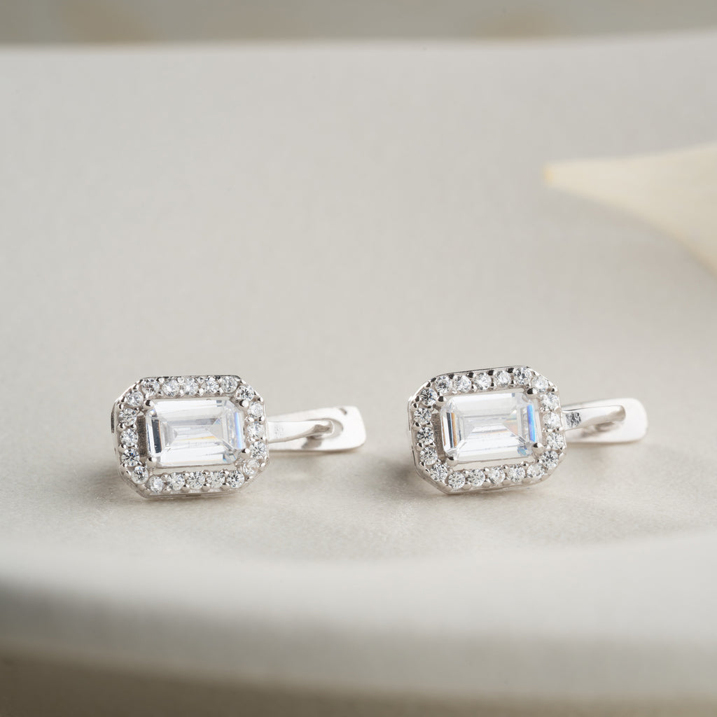 MINI BAGUETTE ÖRONHÄNGAR | 925 SILVER