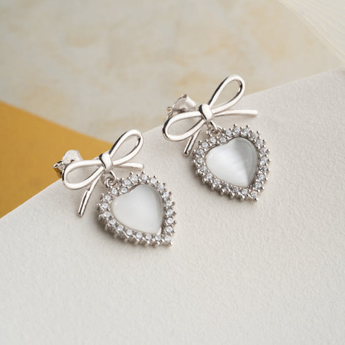 ROGG VIT HJÄRTA ÖGONHÄNGNING | 925 SILVER