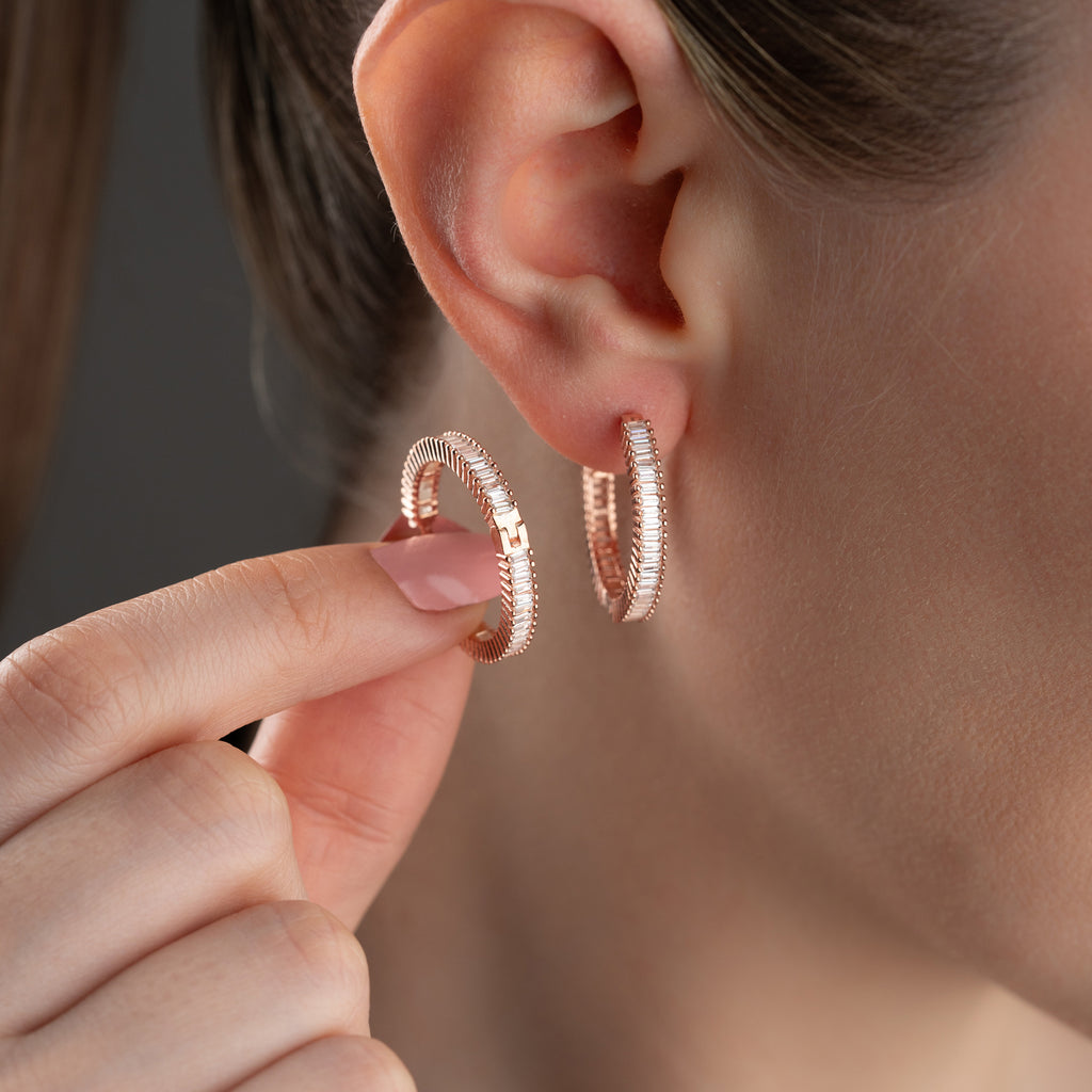 STORA MINI BAGUETTE ÖRONHÄNGAR | 925 SILVER