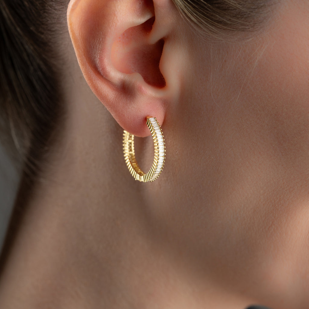 STORA MINI BAGUETTE ÖRONHÄNGAR | 925 SILVER