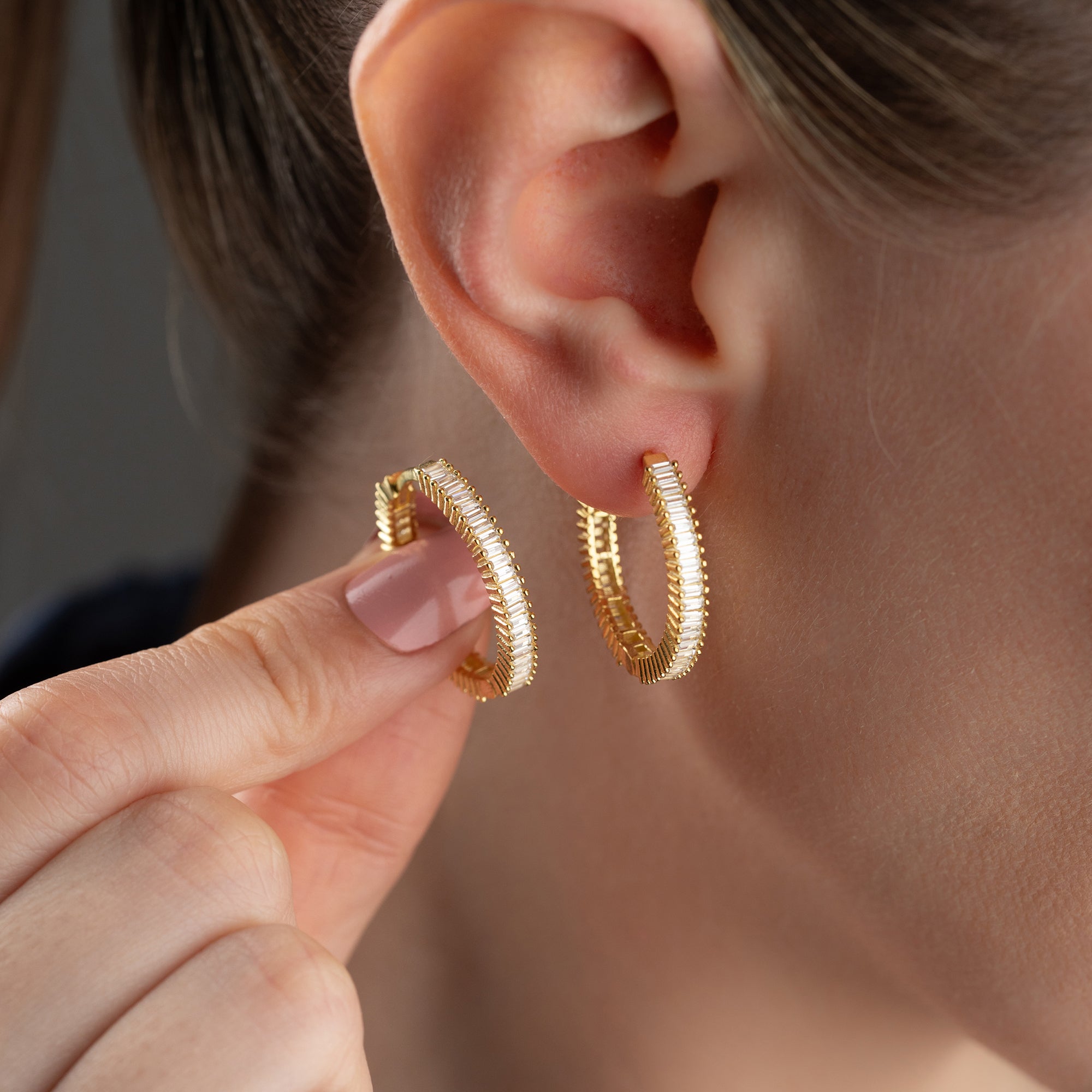 STORA MINI BAGUETTE ÖRONHÄNGAR | 925 SILVER