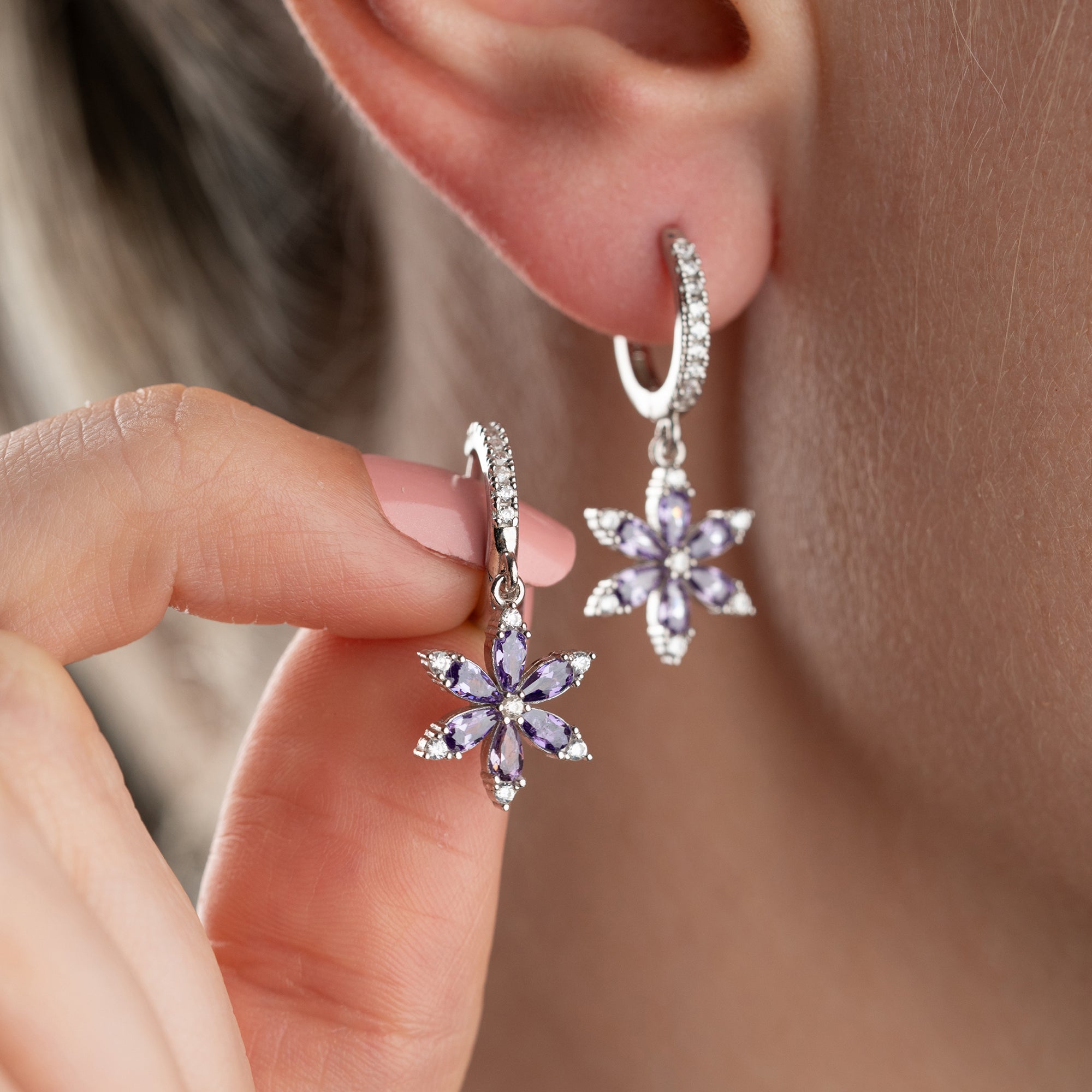 AMETYST POLARIS ÖRONHÄNGE | 925 SILVER