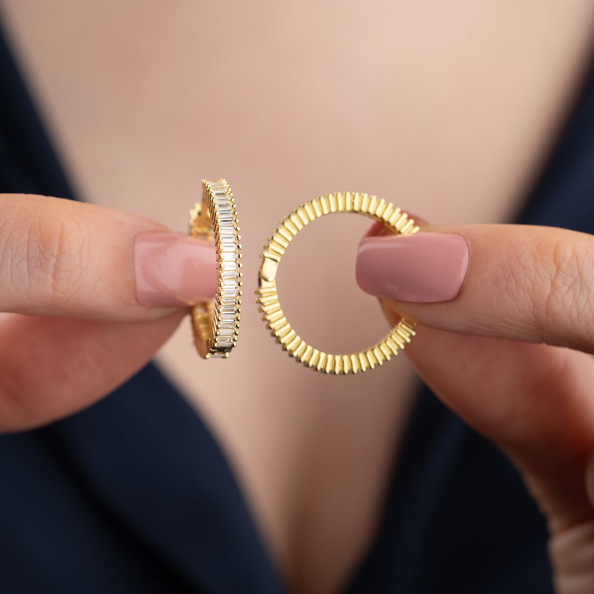 STORA MINI BAGUETTE ÖRONHÄNGAR | 925 SILVER