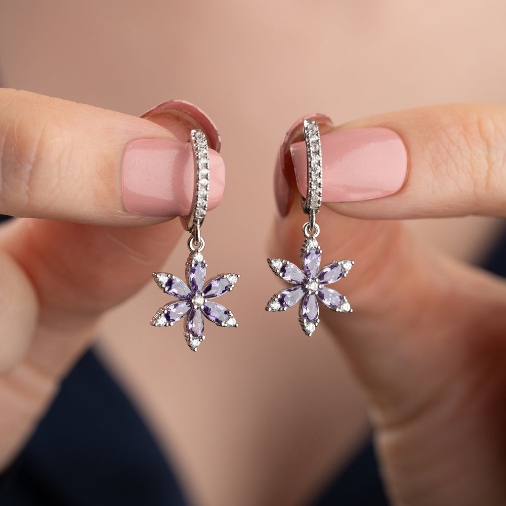 AMETYST POLARIS ÖRONHÄNGE | 925 SILVER