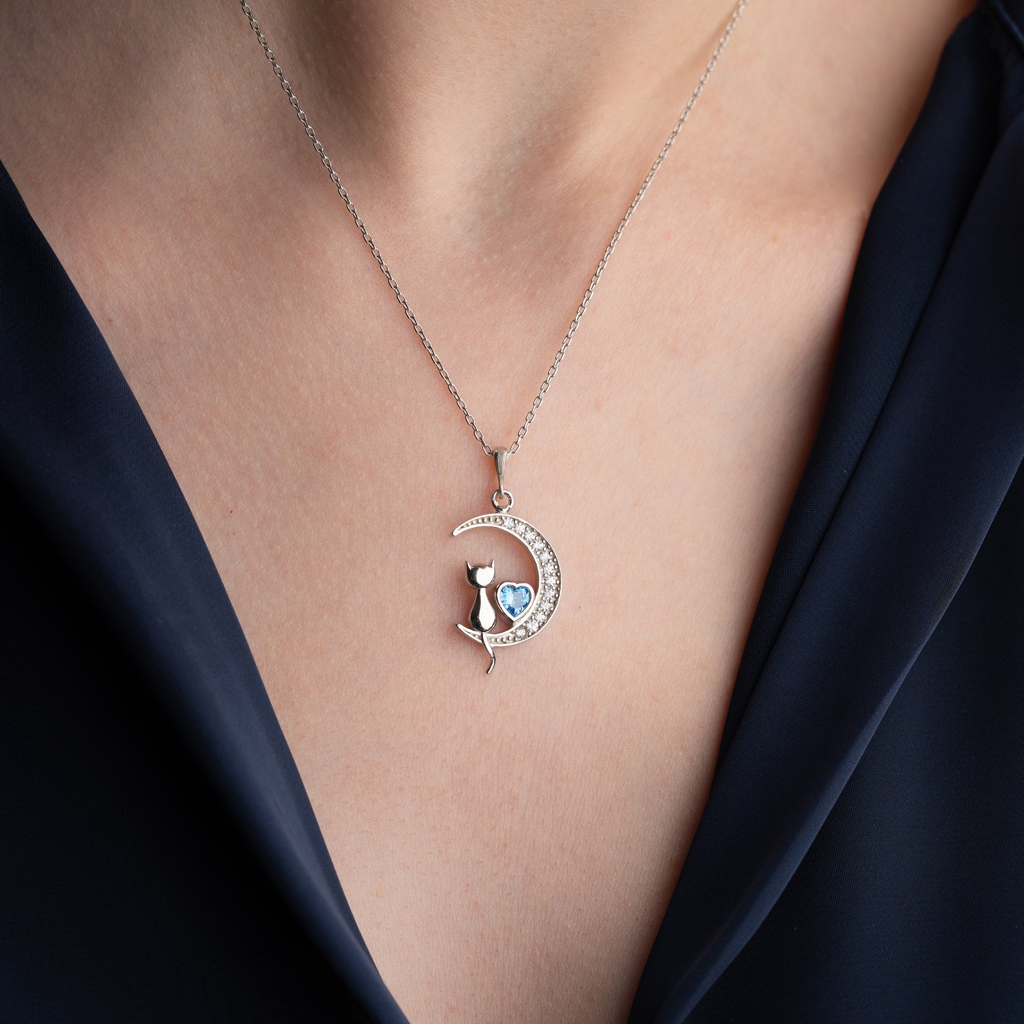 KATT MÅN HALSBAND | 925 SILVER