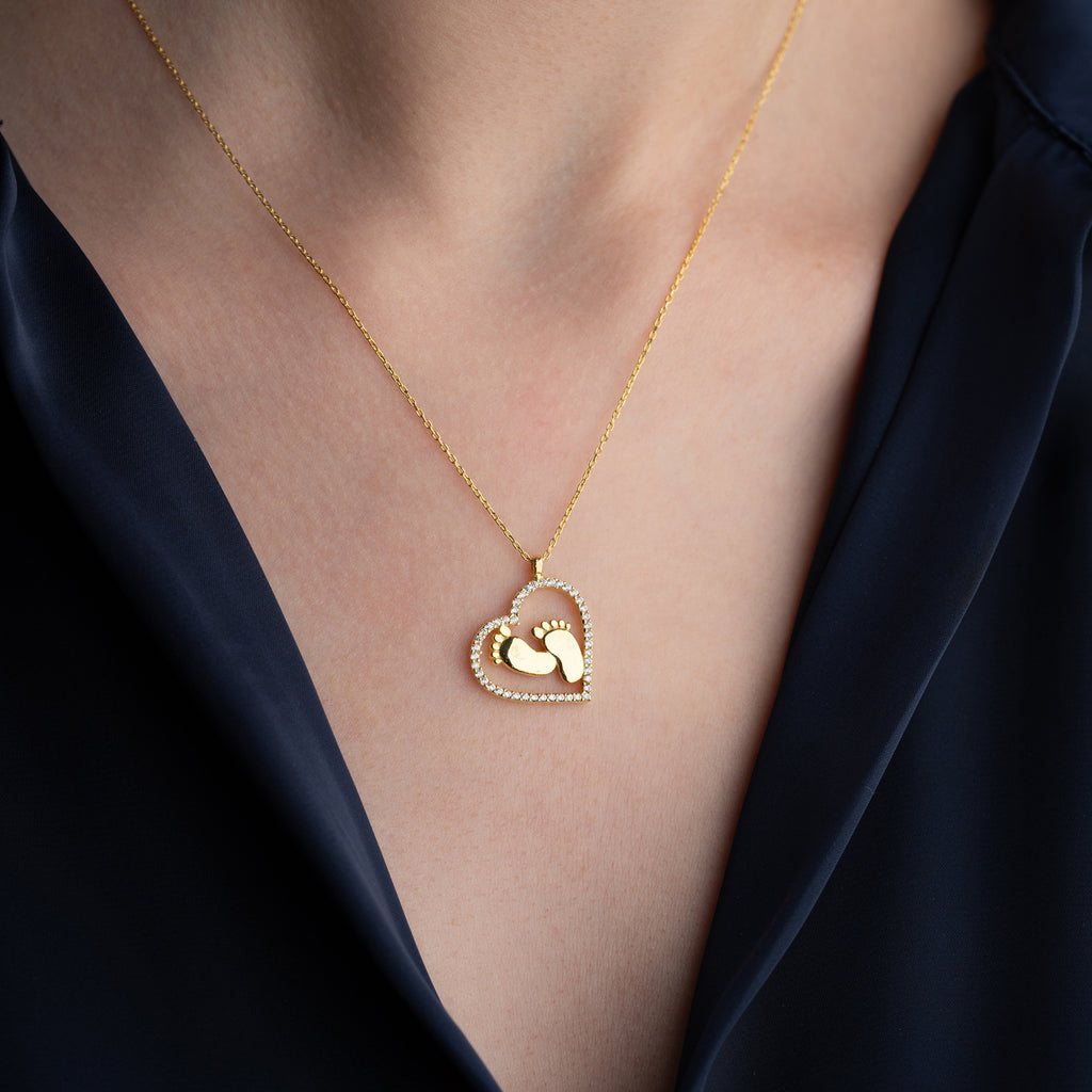 HJÄRTA BABY FOT KRAGE | 925 SILVER