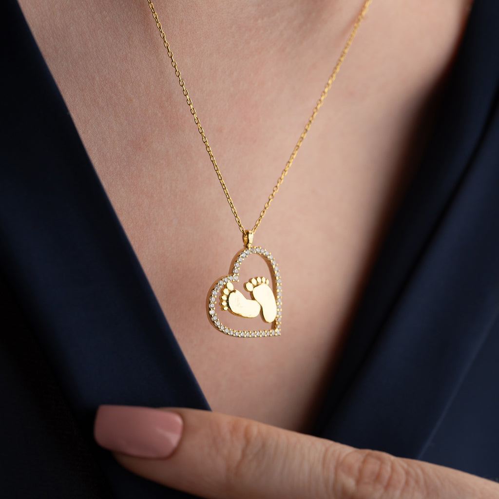 HJÄRTA BABY FOT KRAGE | 925 SILVER