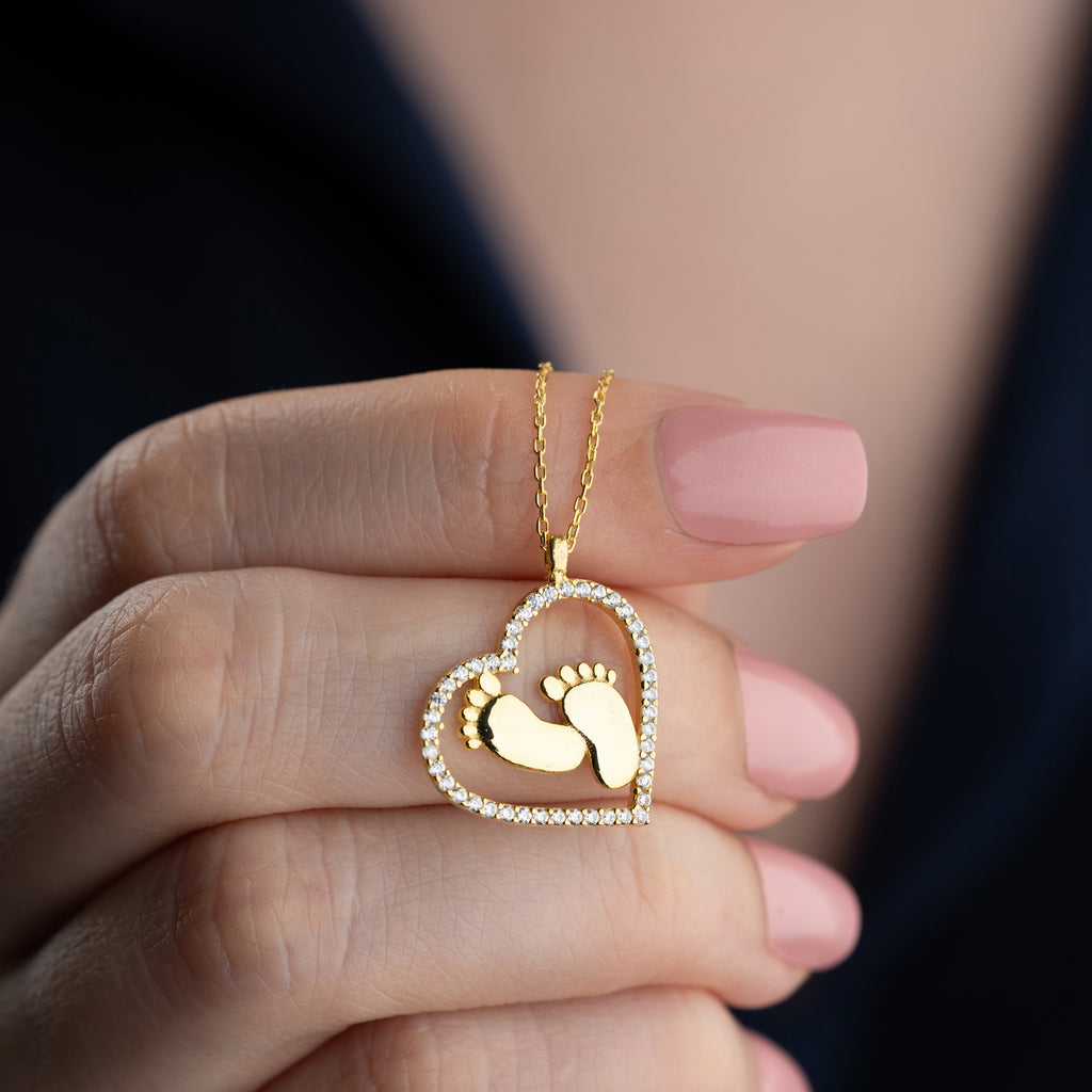 HJÄRTA BABY FOT KRAGE | 925 SILVER